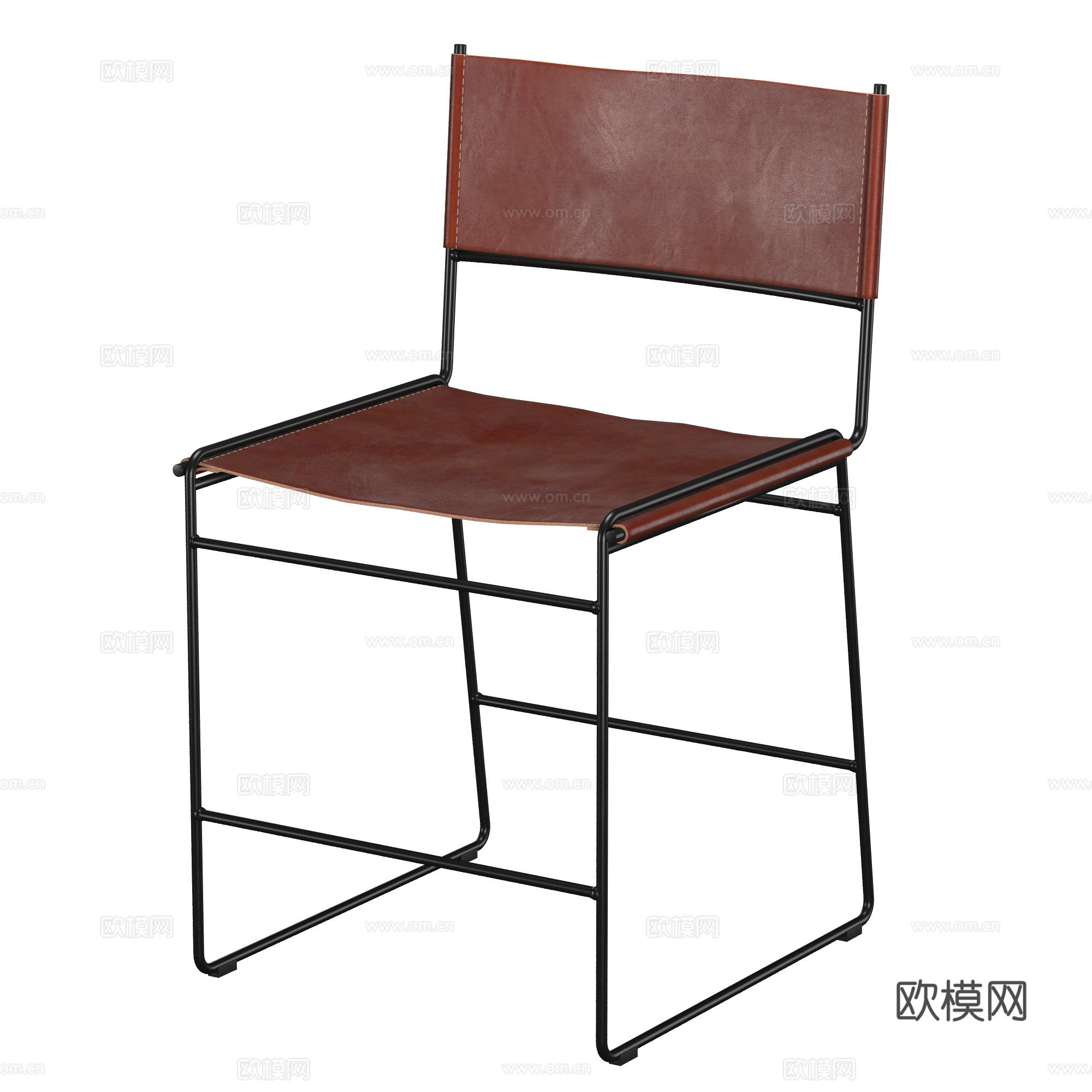 现代极简不锈钢皮椅3d模型