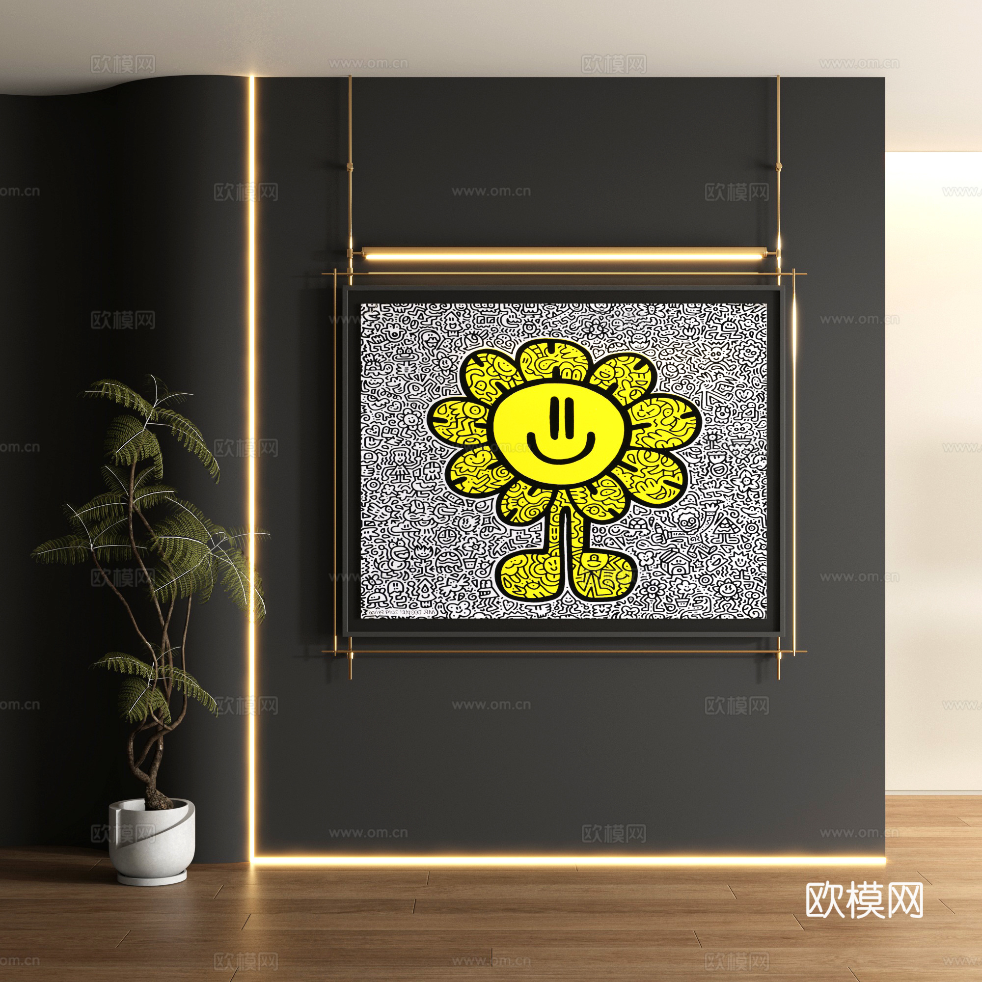 现代涂鸦装饰画3d模型