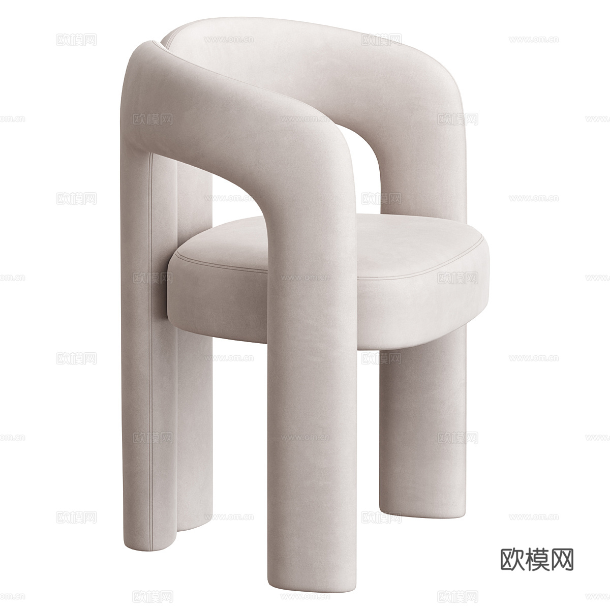 现代奶油风布艺椅子3d模型