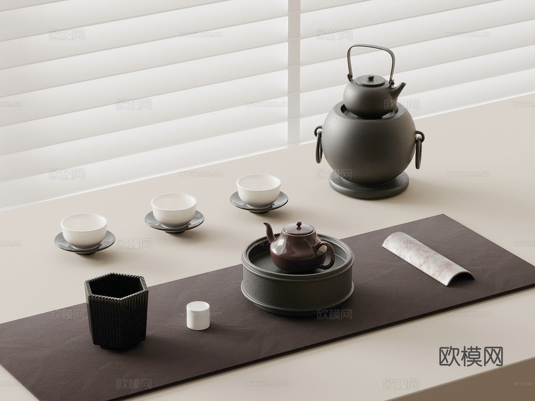 新中式茶具 茶壶 茶杯3d模型