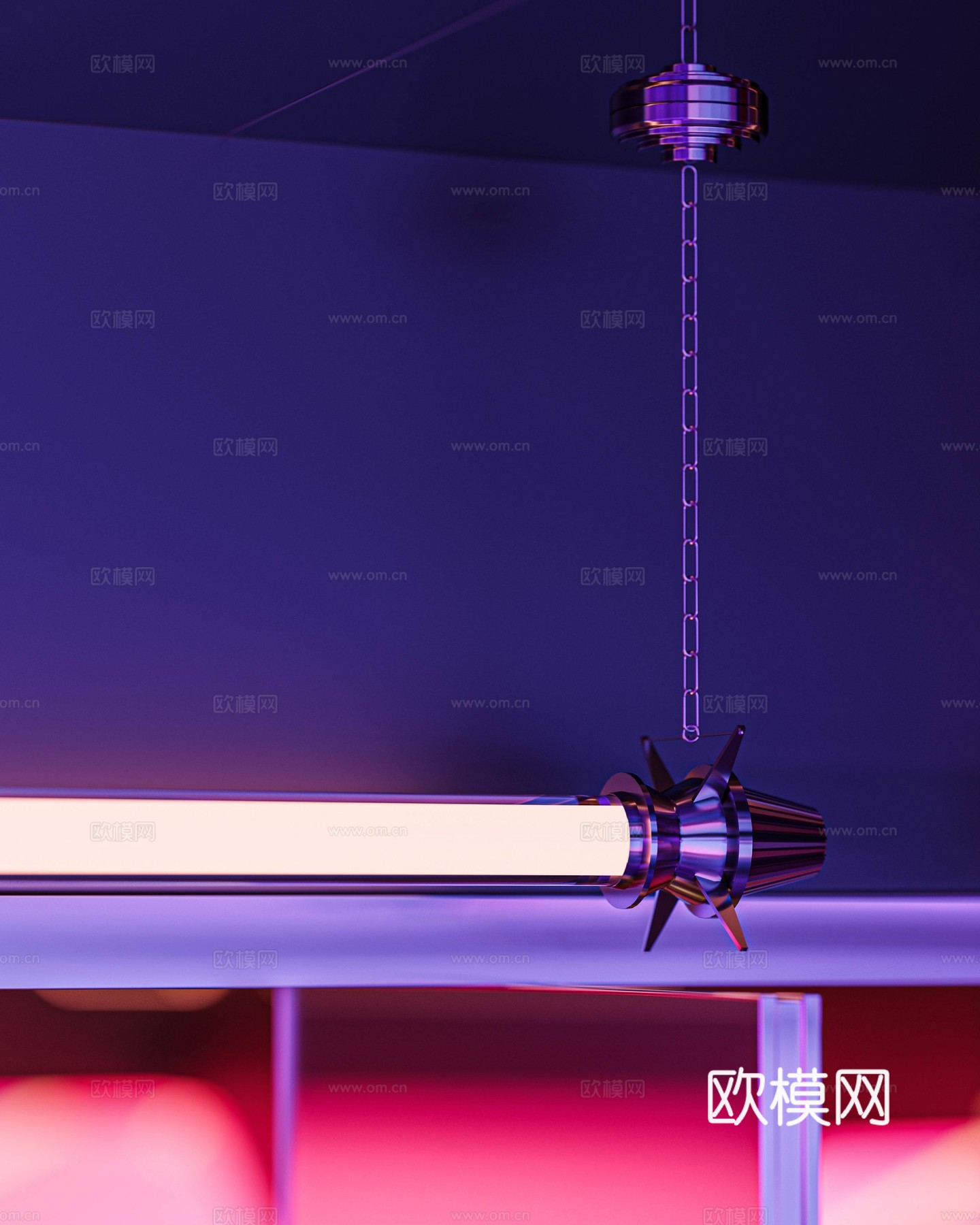 工业赛博朋克吊灯3d模型