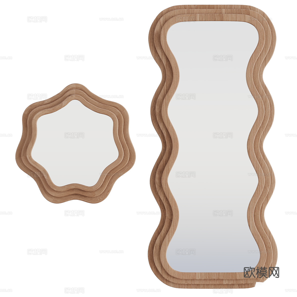 侘寂奶油风装饰镜子3d模型