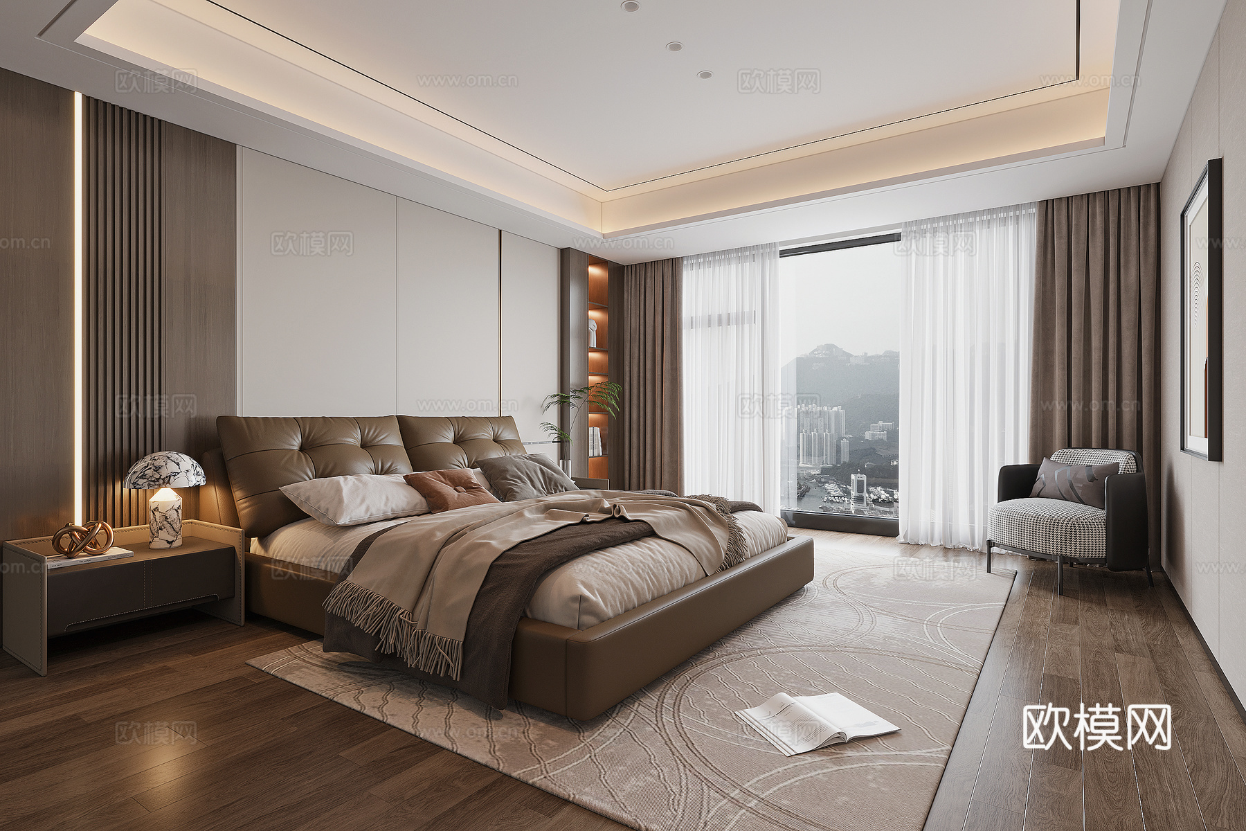 现代意式卧室3d模型下载