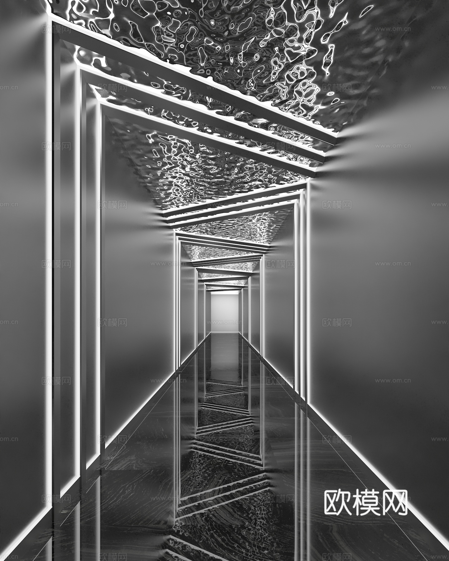 现代过道3d模型