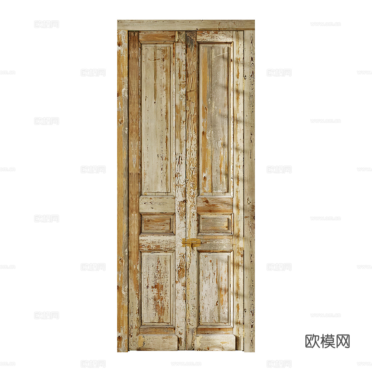 美式复古经典双开门 木门3d模型