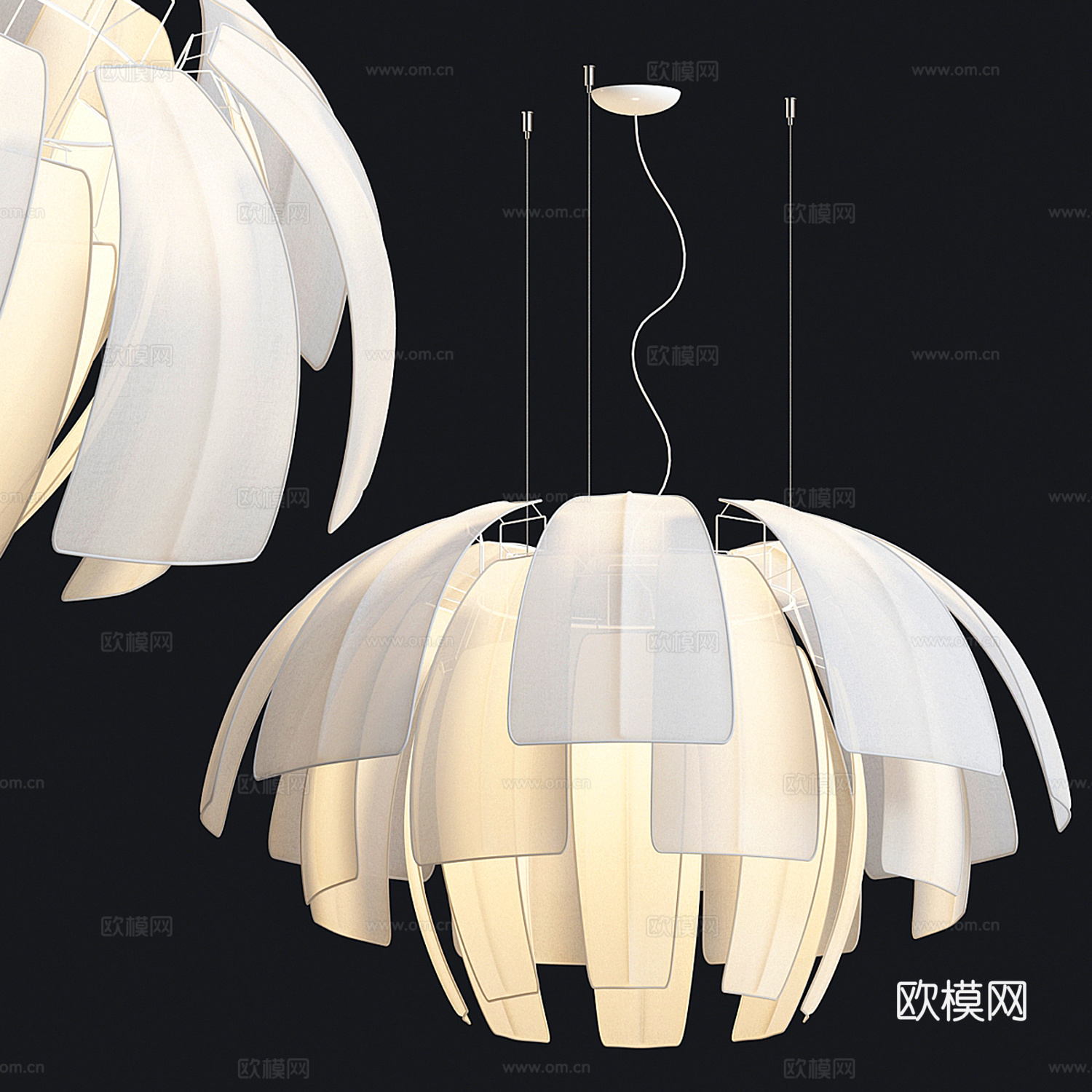 Plumage现代花瓣吊灯 餐厅吊灯 卧室吊灯 儿童房吊灯su模型