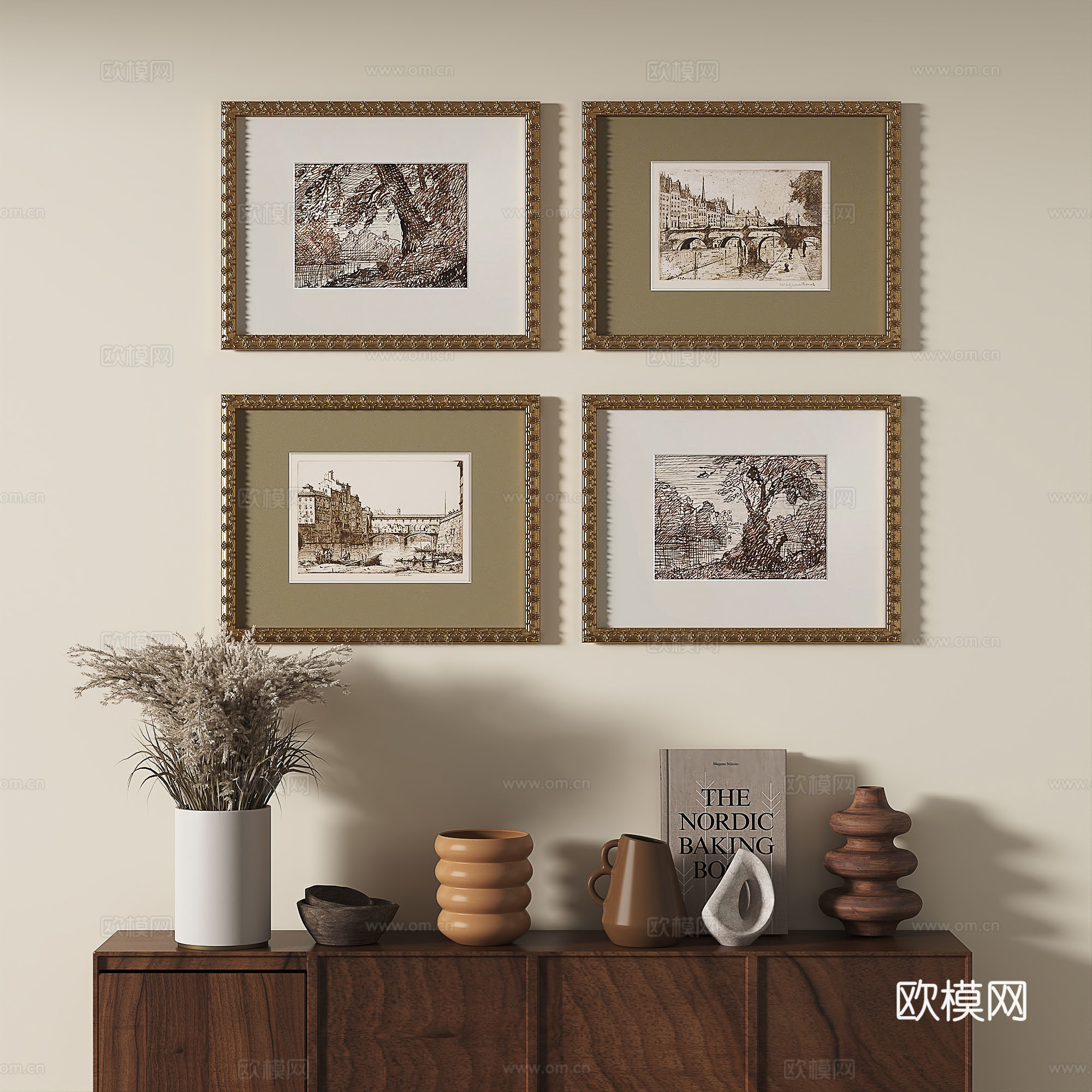 欧式，法式，古典，复古，轻奢，装饰画3d模型