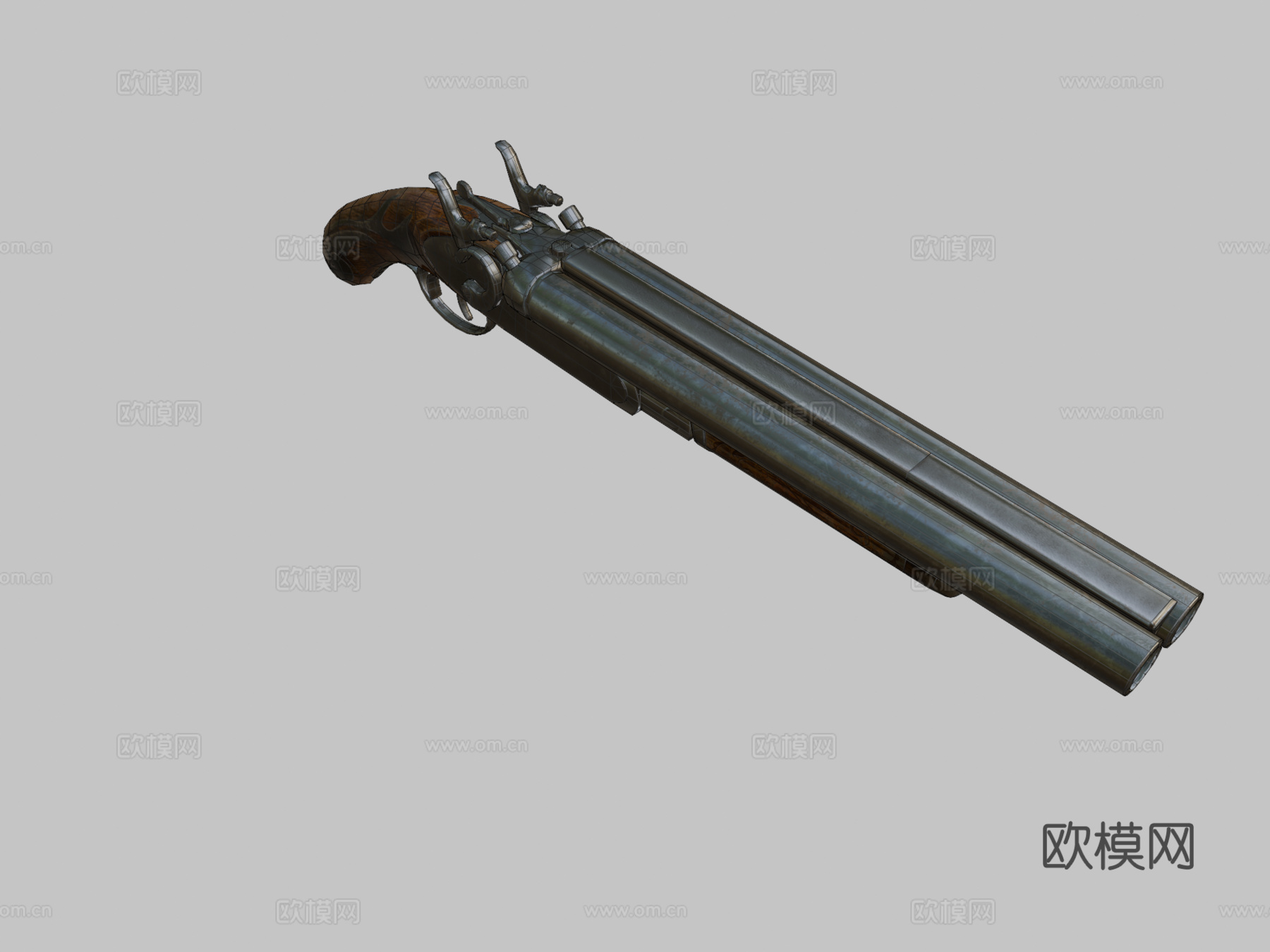 双管枪3d模型
