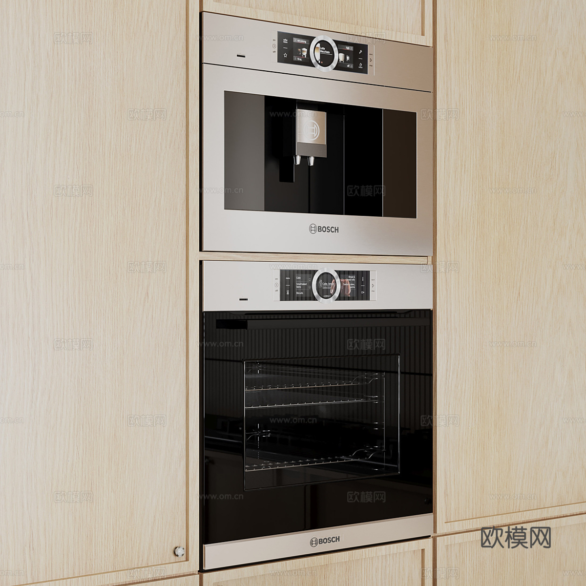 现代北欧原木风橱柜3d模型