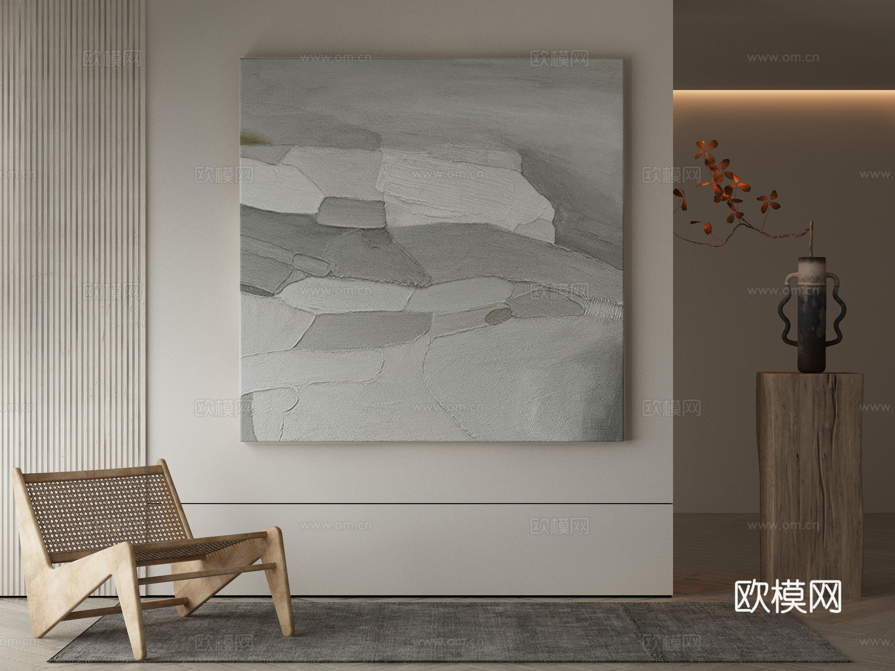 现代侘寂挂画 油画3d模型