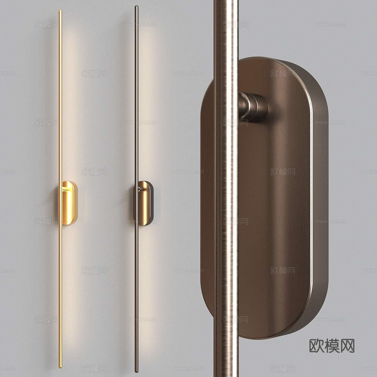 现代轻奢极简金属线条壁灯3d模型
