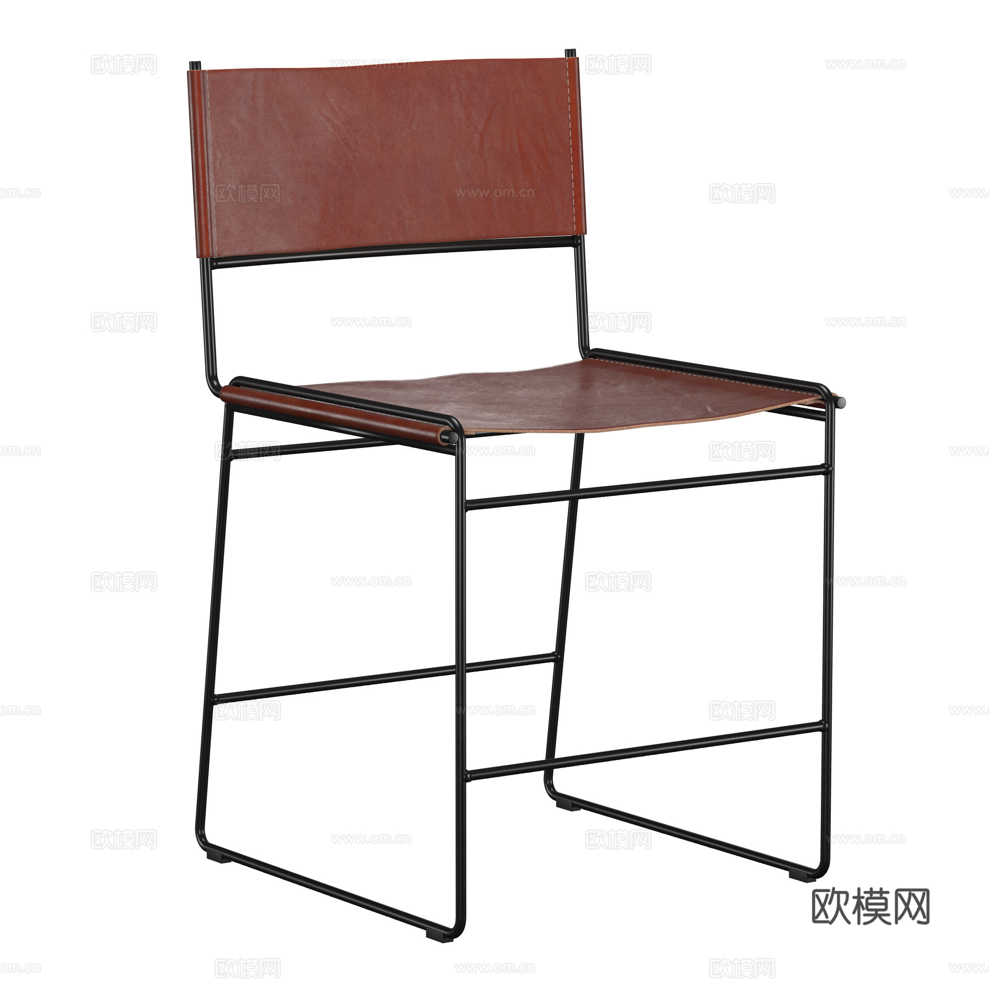 现代极简不锈钢皮椅3d模型
