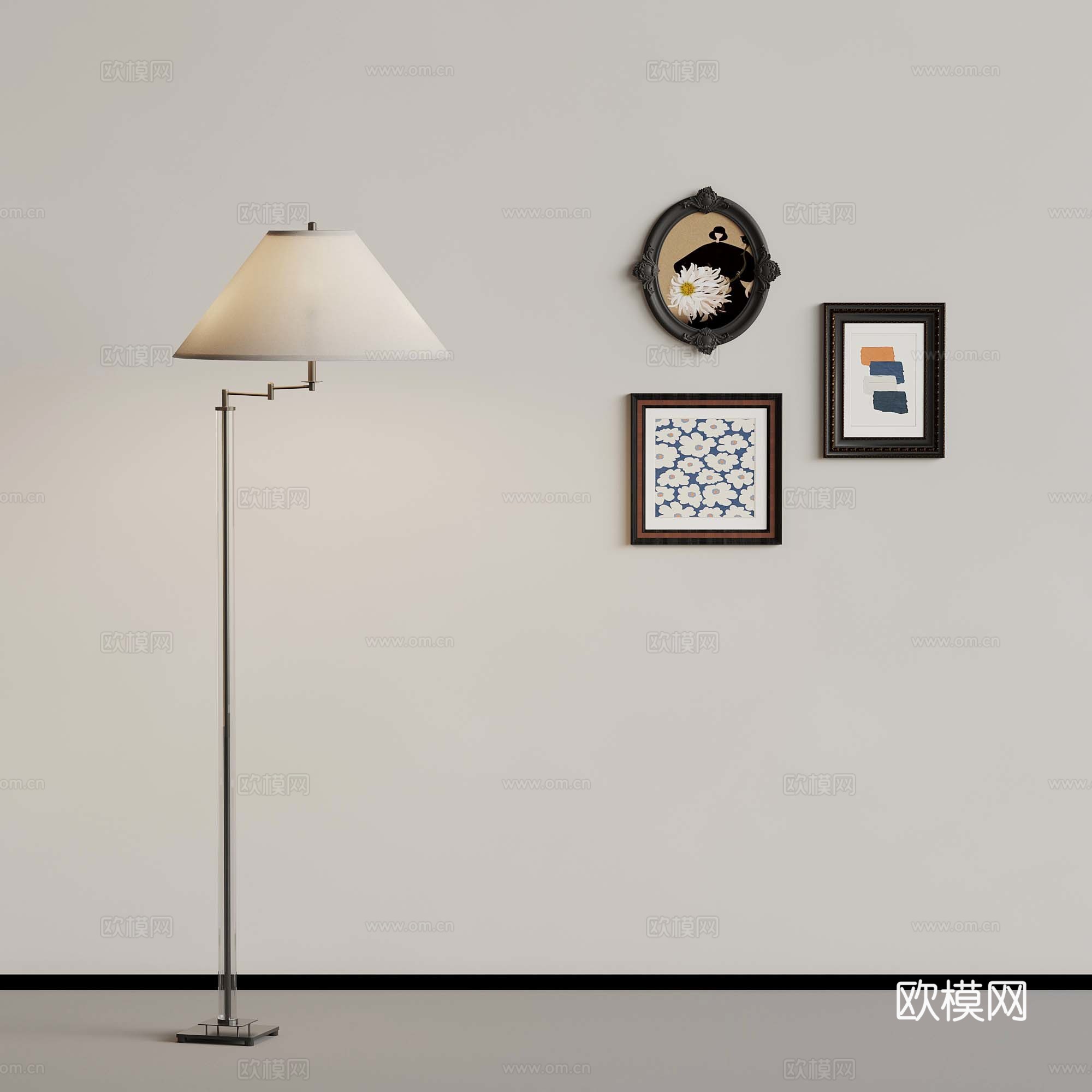 现代法式落地灯 挂画su模型