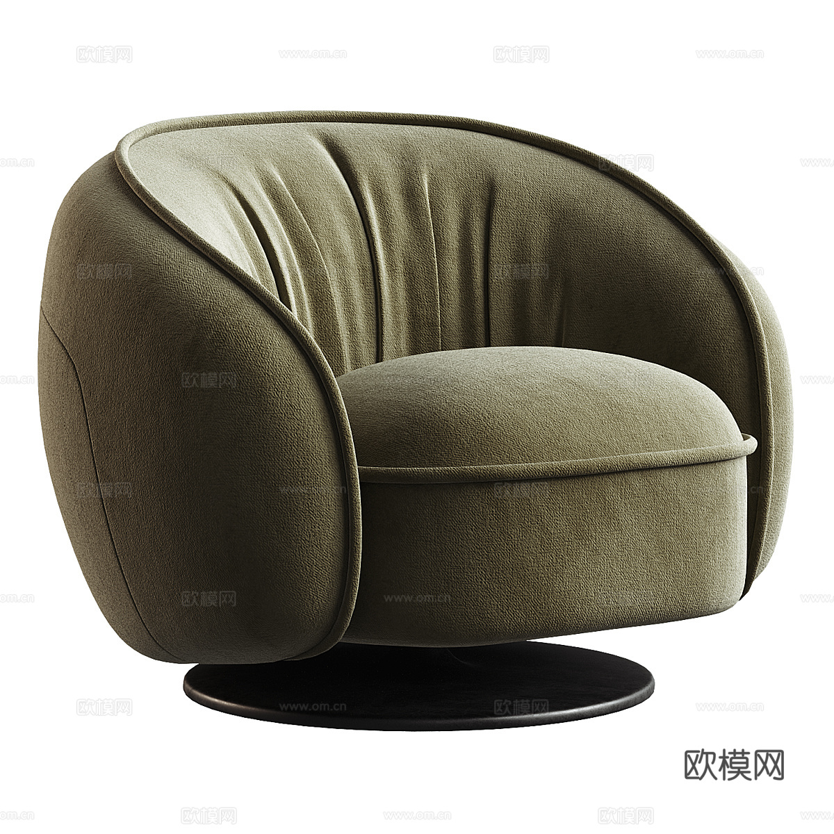 现代意式圆形布艺休闲椅3d模型