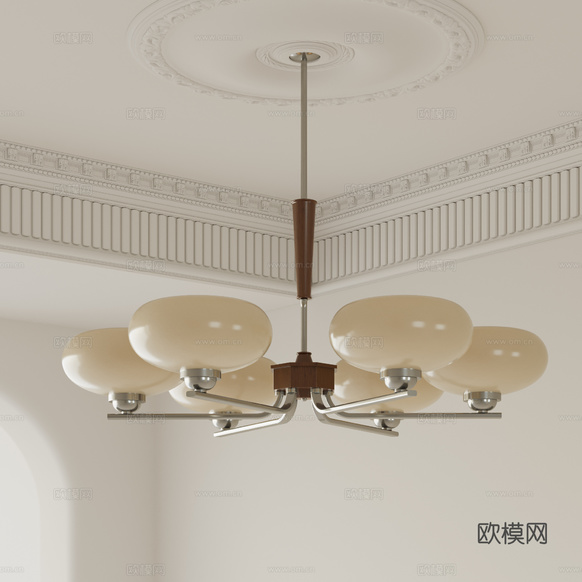 法式中古风吊灯 多头吊灯 客厅吊灯 餐厅吊灯 包豪斯吊灯 石su模型下载(渲染图1)