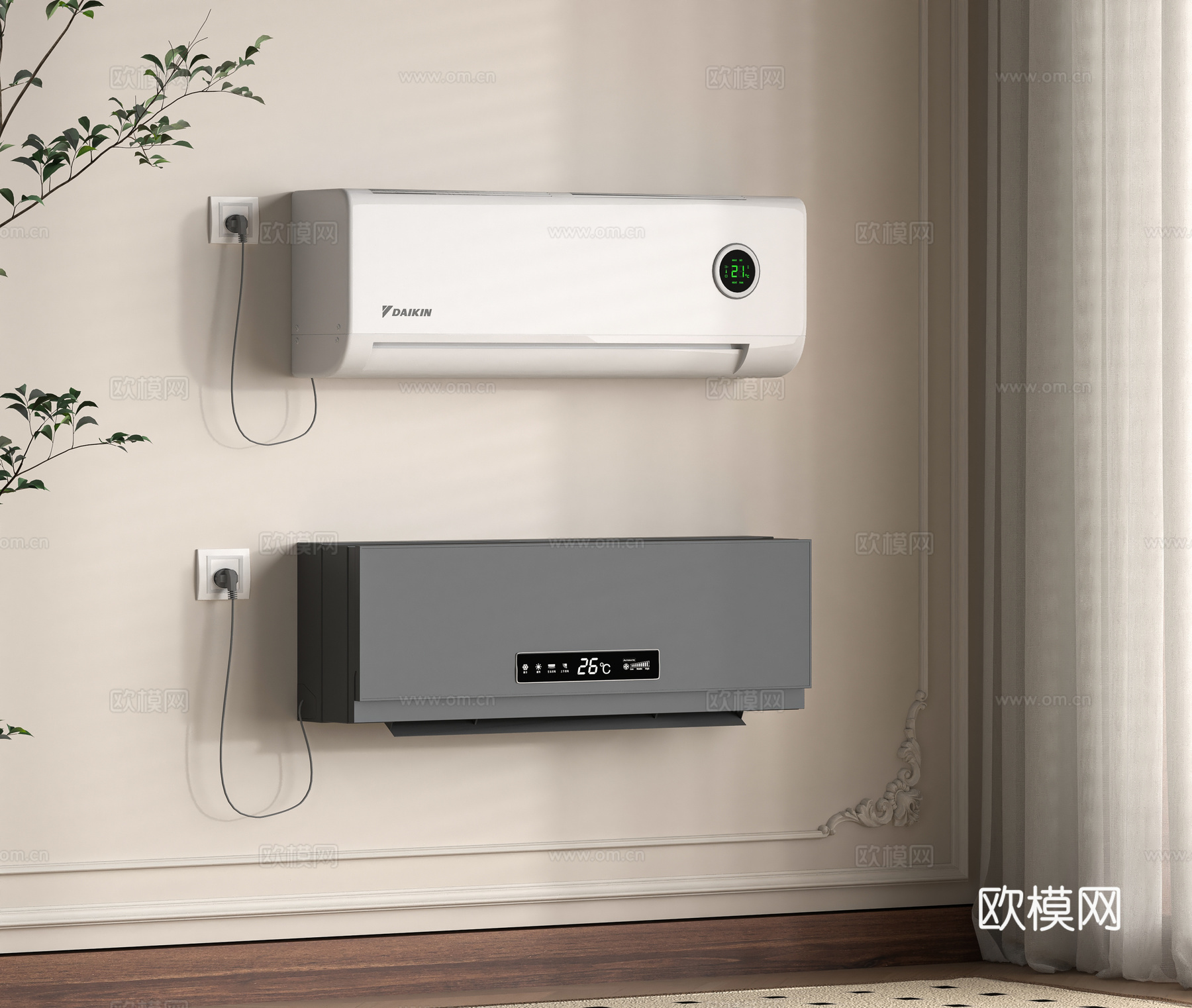现代壁挂空调3d模型