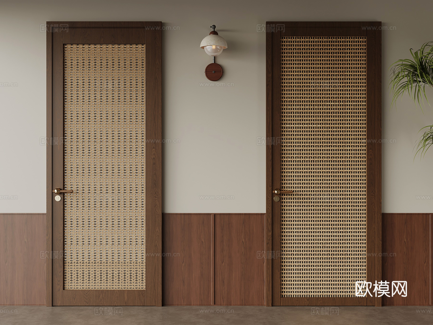 其他门 新中式藤编门 单开门su模型