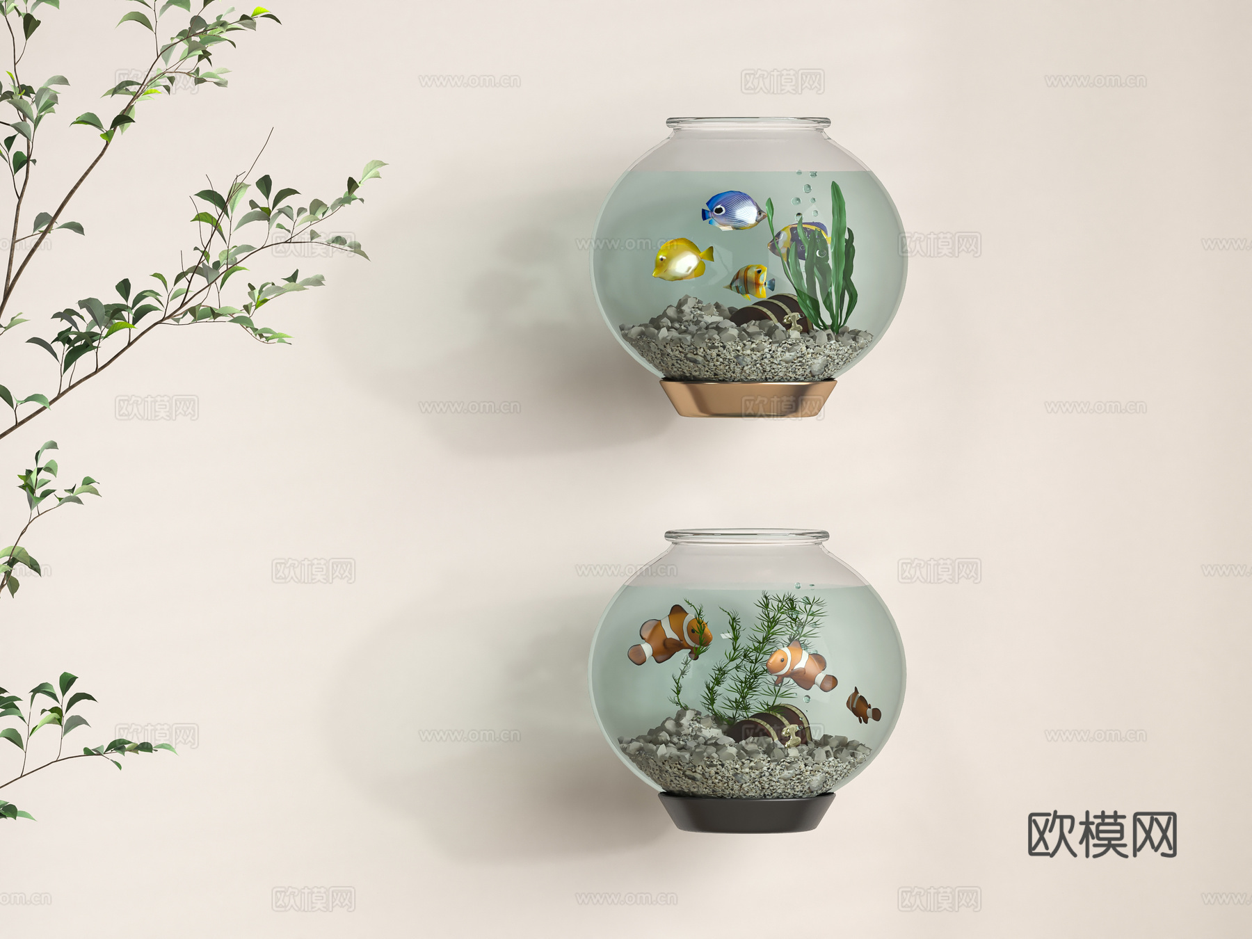 现代鱼缸3d模型
