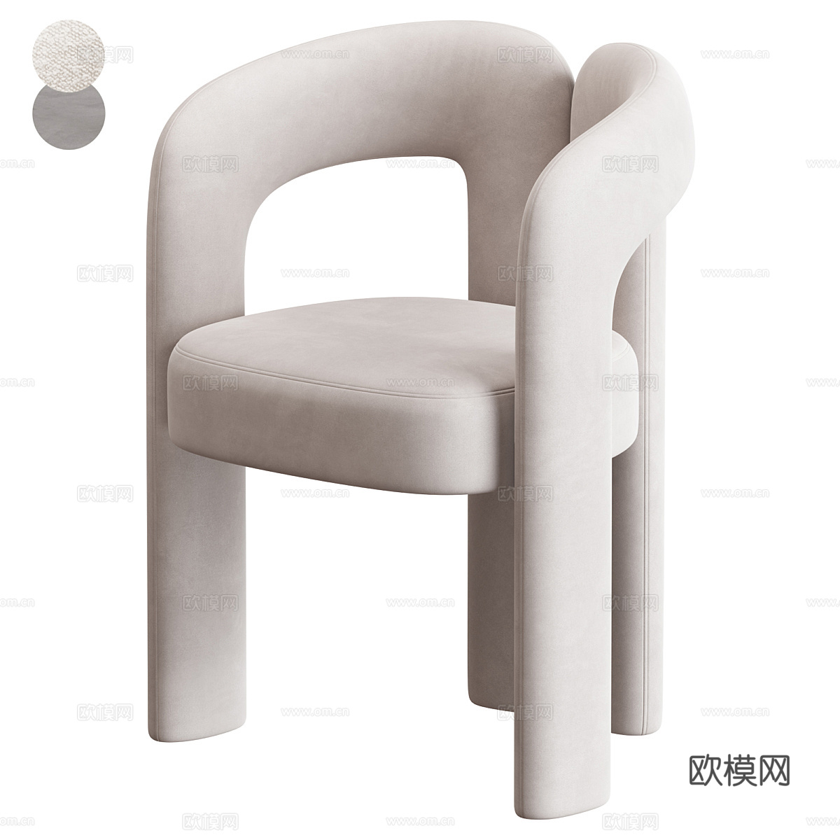 现代奶油风布艺椅子3d模型