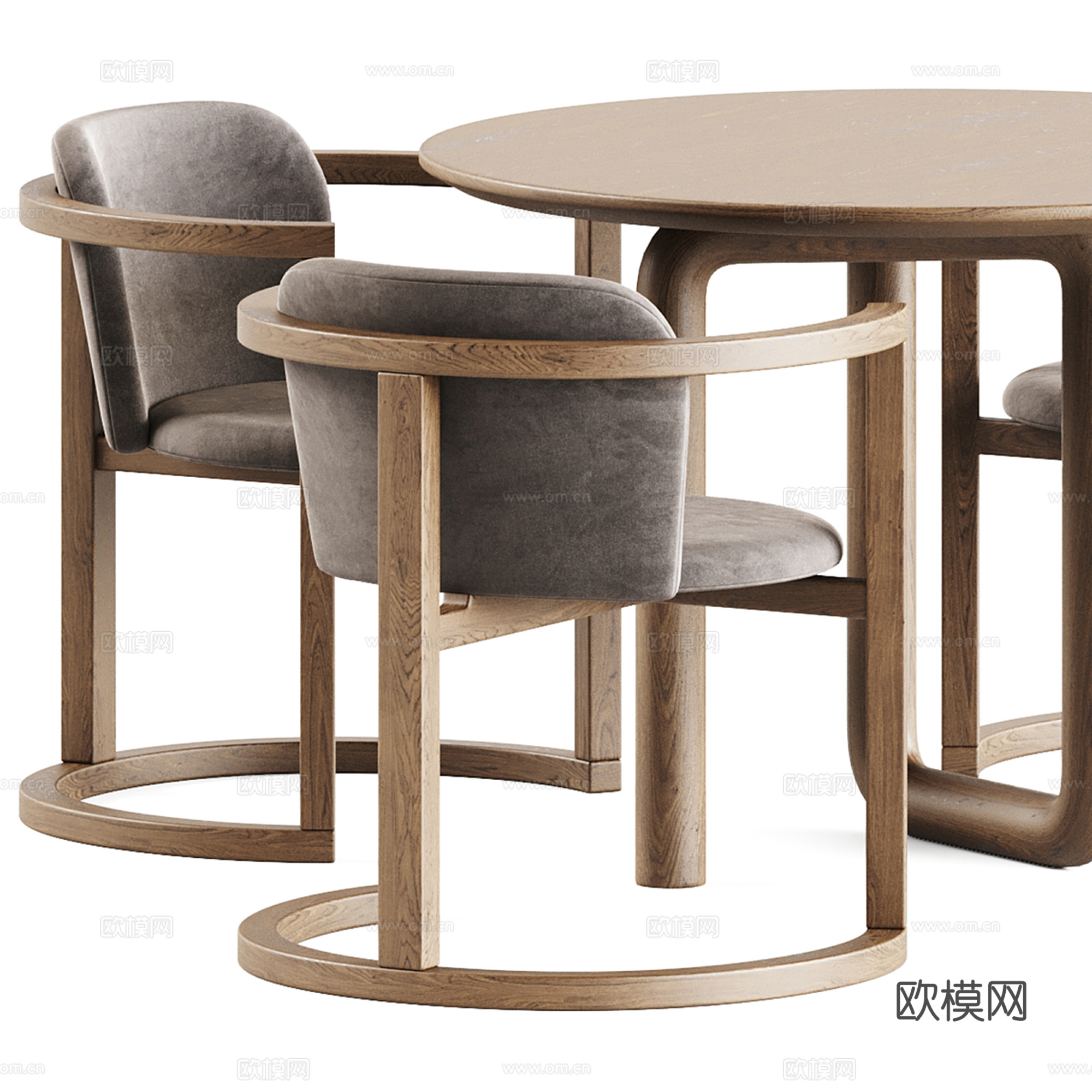 中古风圆形餐桌椅组合su模型
