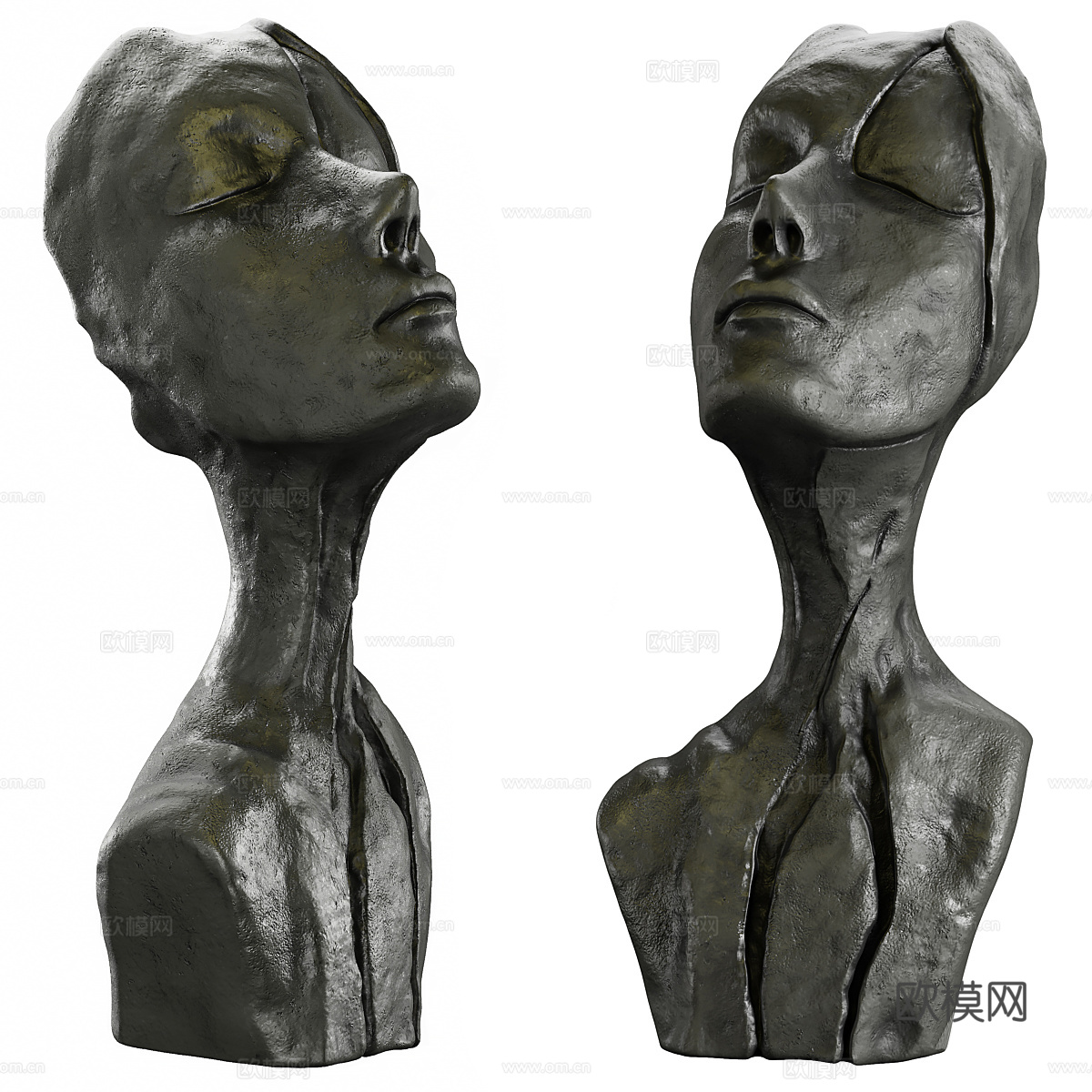 现代艺术抽象人物雕塑3d模型