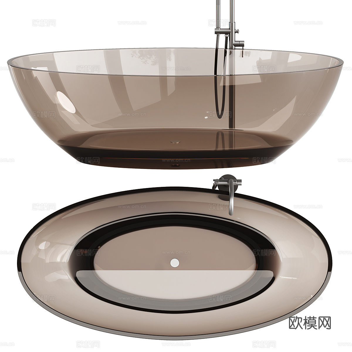 现代极简玻璃浴缸 亚克力浴缸3d模型