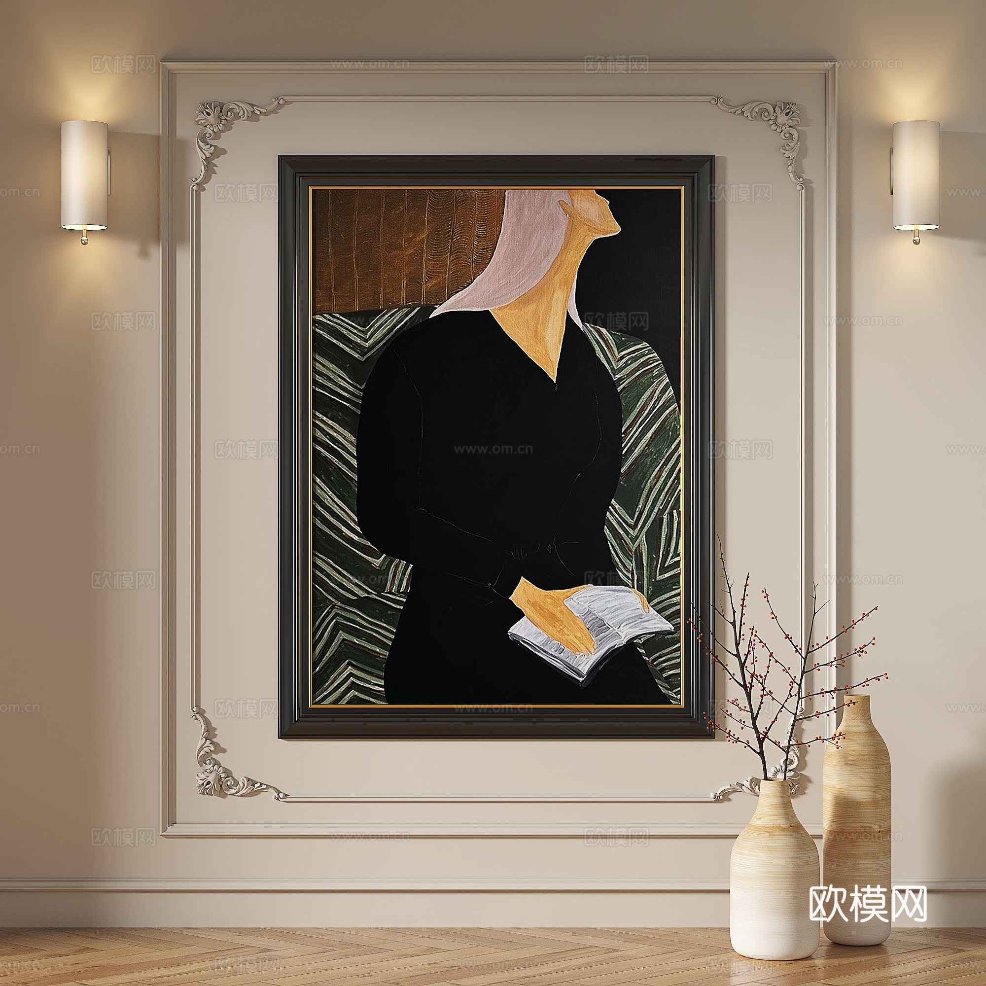 法式，复古，现代，欧式，中古，抽象，简约，轻奢，装饰画3d模型