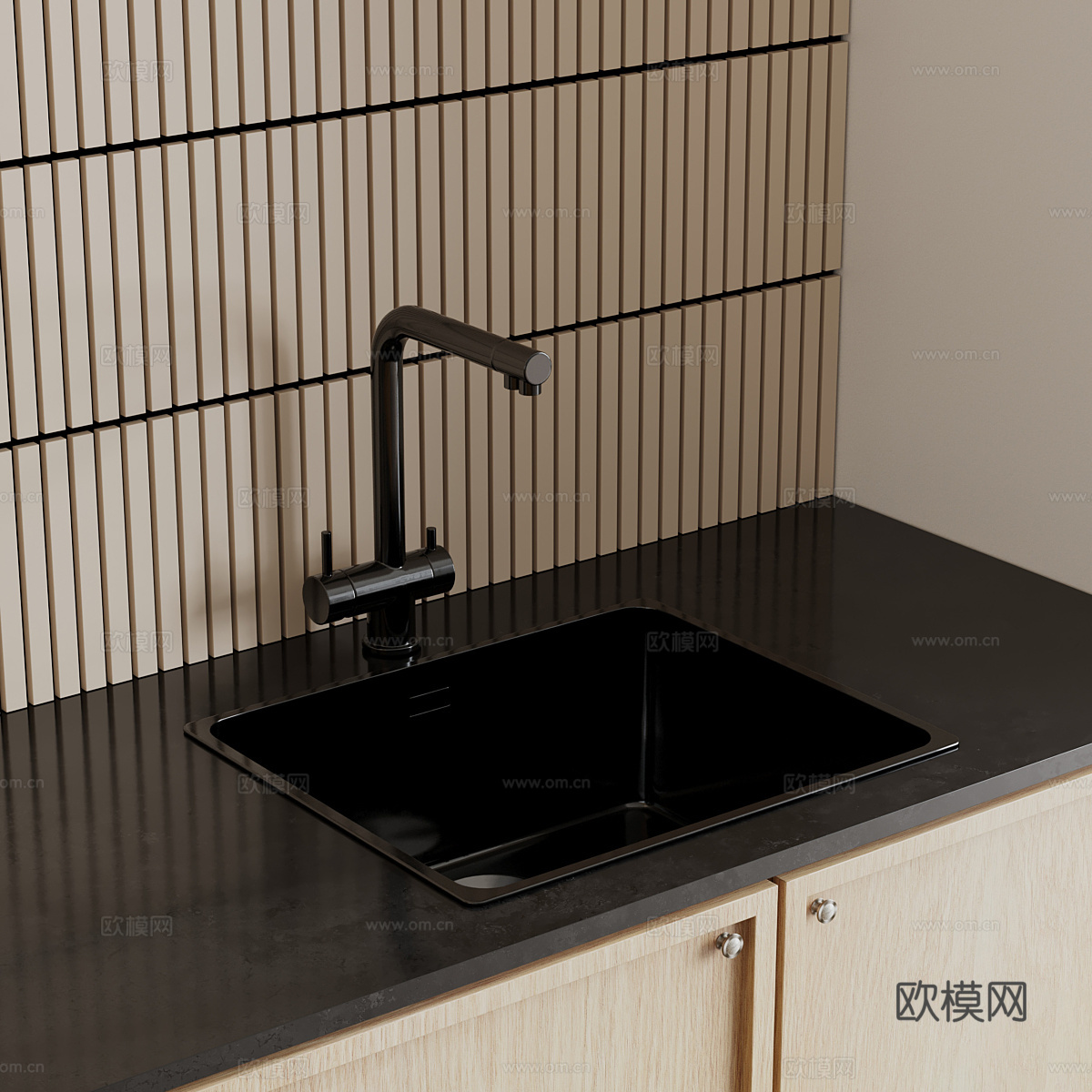 现代北欧原木风橱柜3d模型