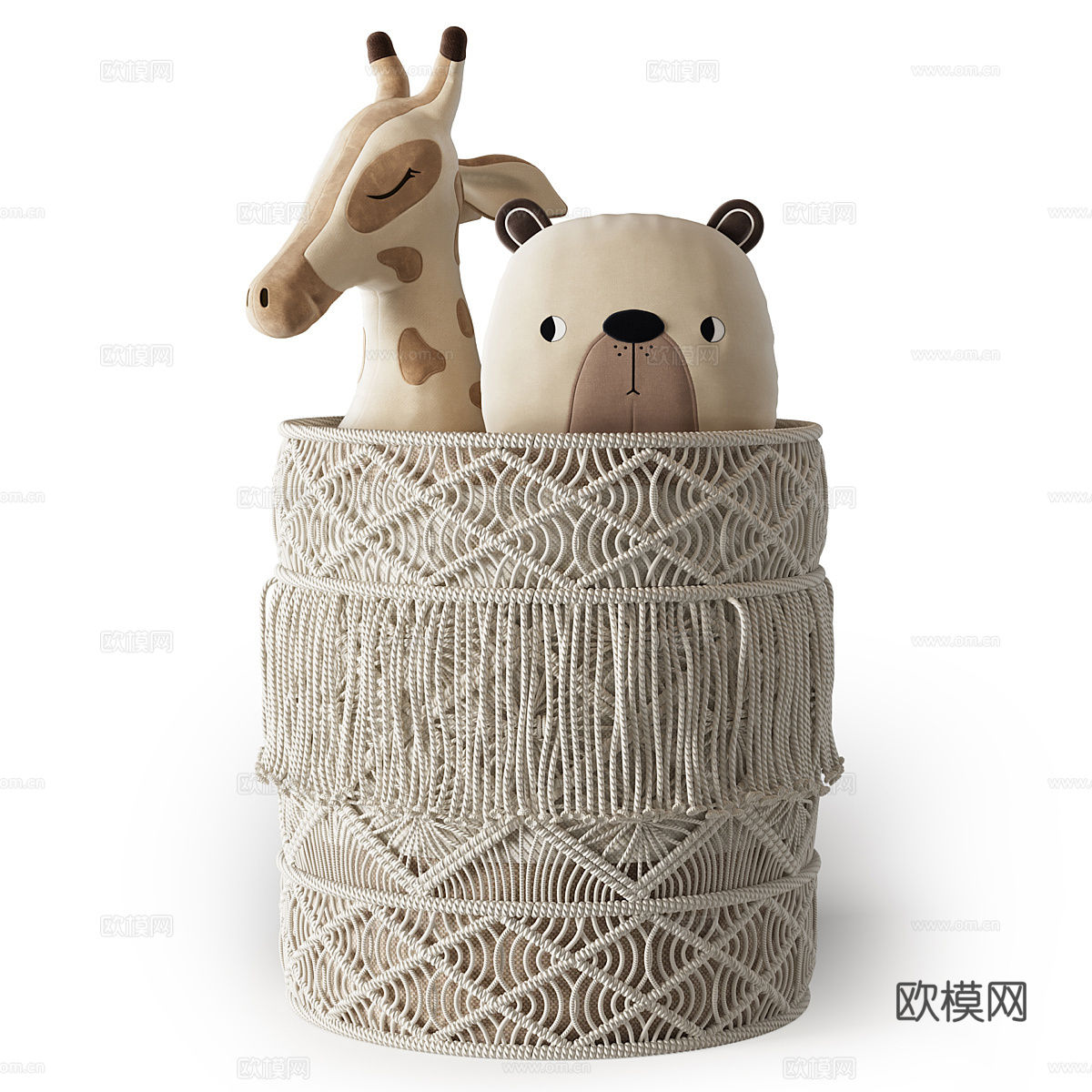 现代奶油风儿童毛绒玩具3d模型