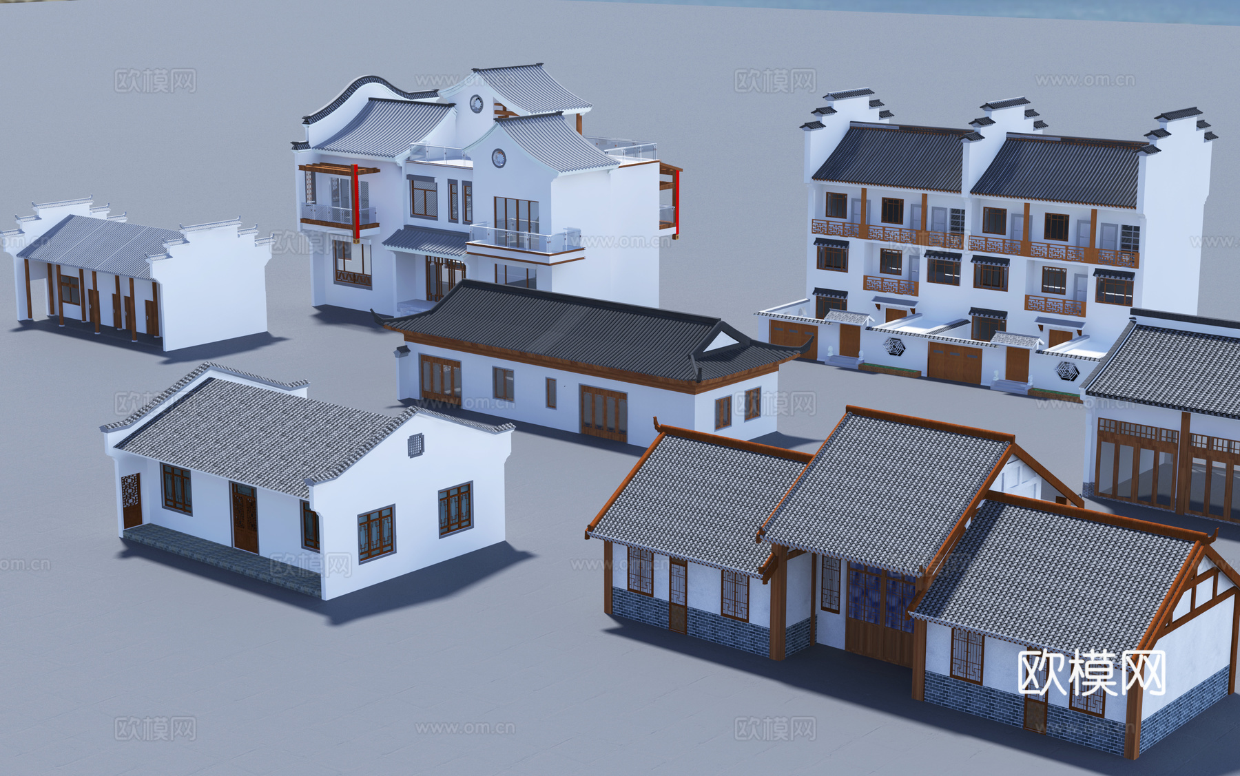 新中式住宅 新中式四合院 新中式农家院su模型