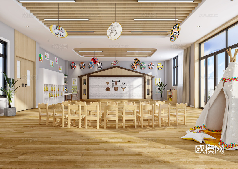 现代幼儿园戏曲功能教室 游乐帐篷3d模型下载