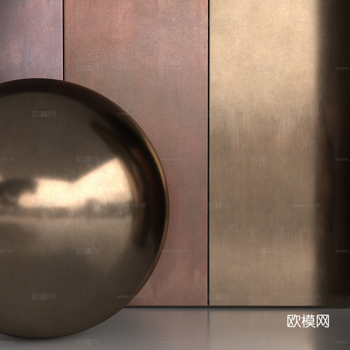 新中式做旧金属 铜板3d模型