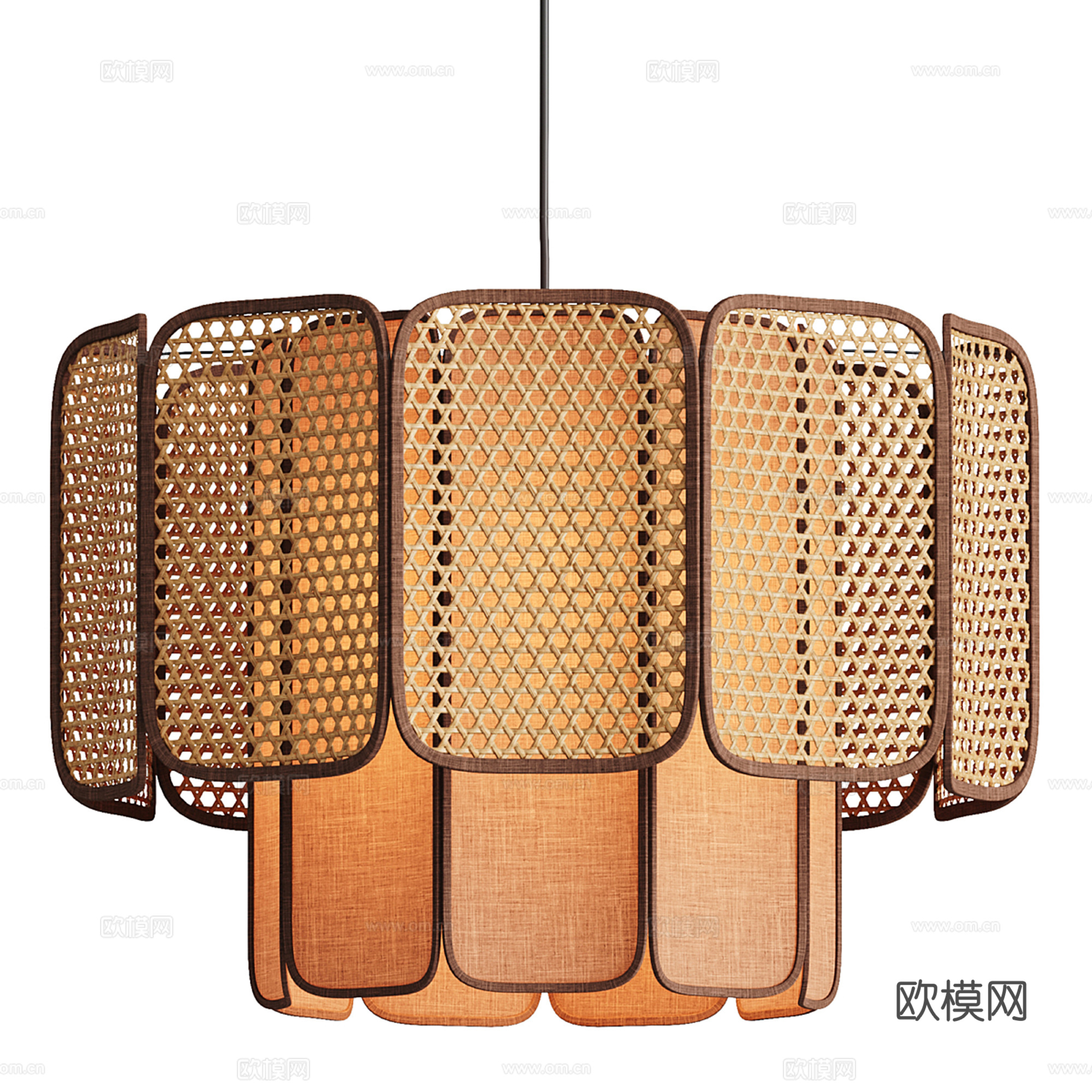 中古风藤编吊灯su模型