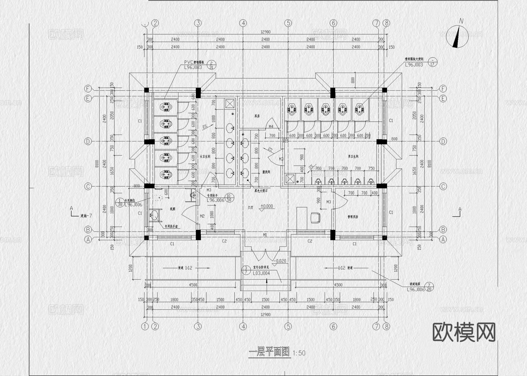公厕 公共厕所 公共卫生间 公共洗手间 公厕建筑 室外公厕cad施工图