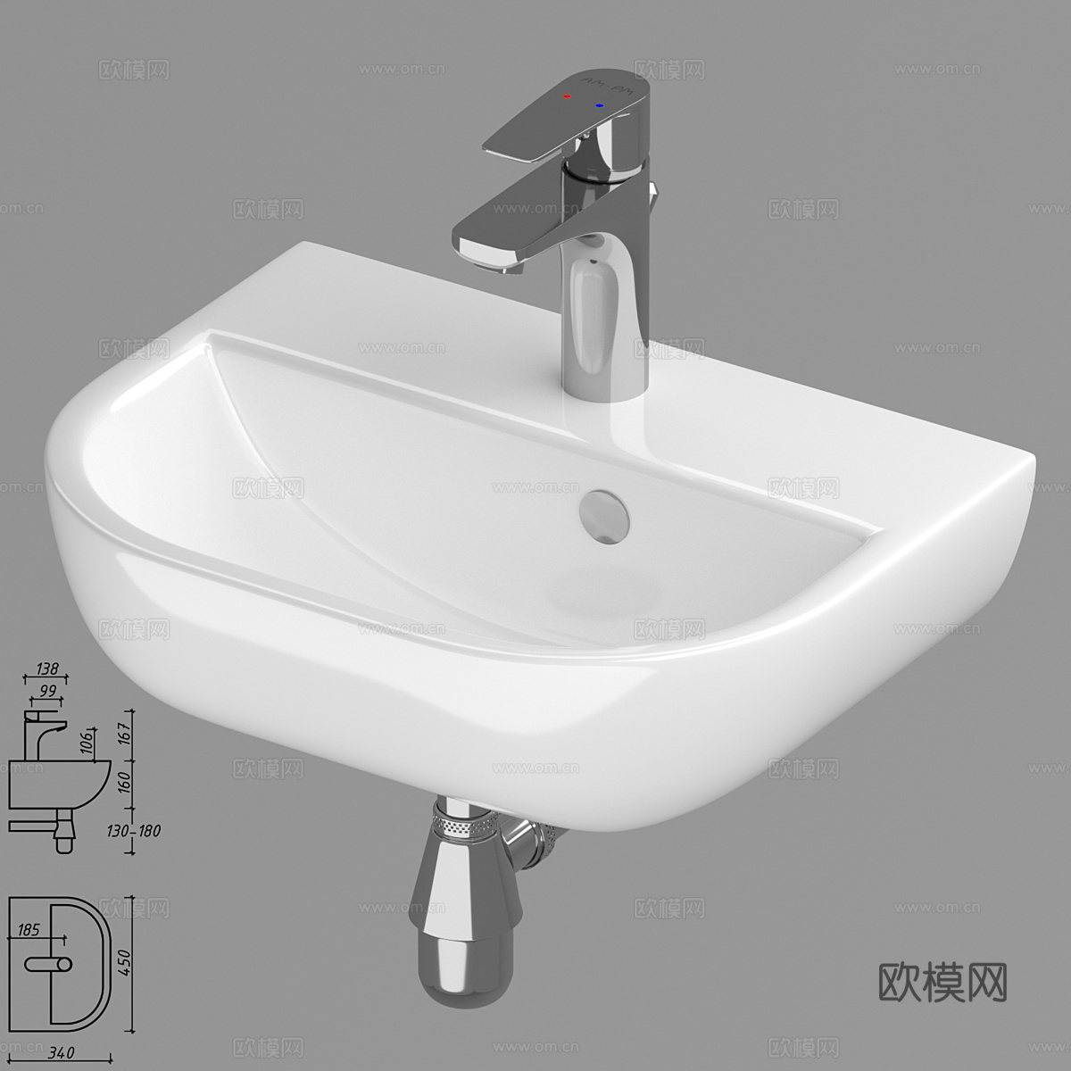 现代陶瓷台盆 洗手盆3d模型