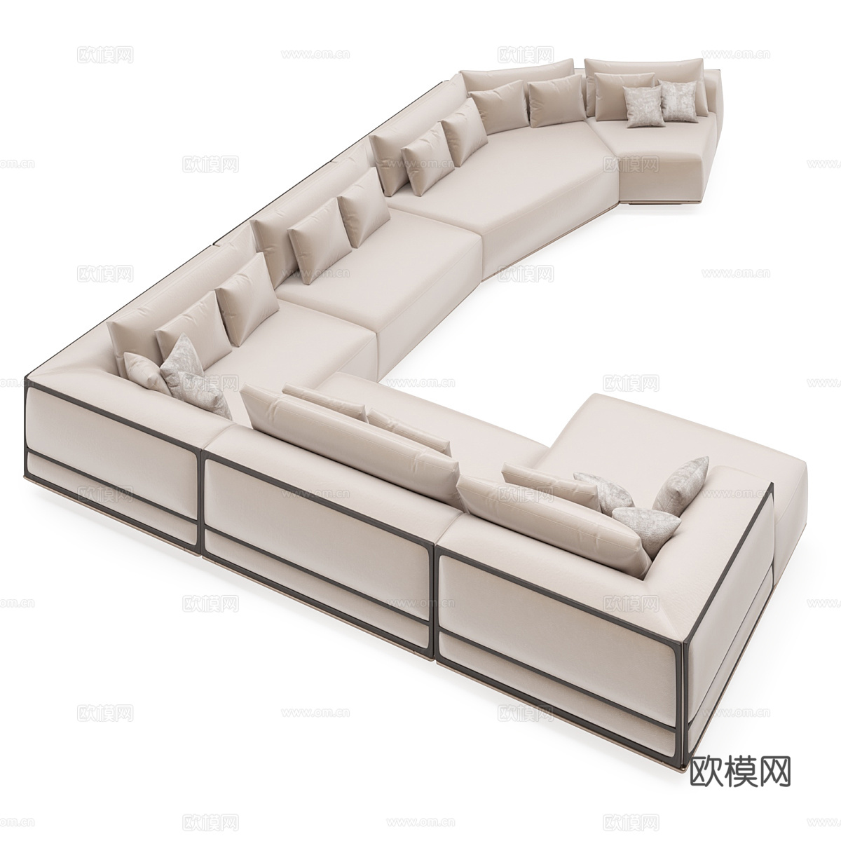 现代意式布艺休闲组合沙发3d模型