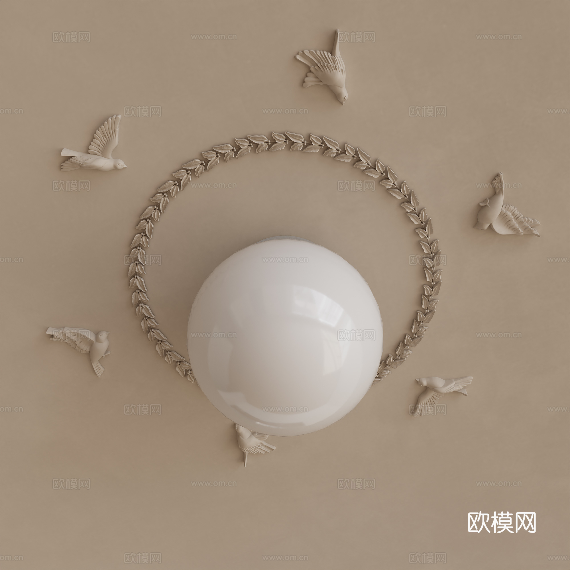 法式灯盘鸽子雕花3d模型