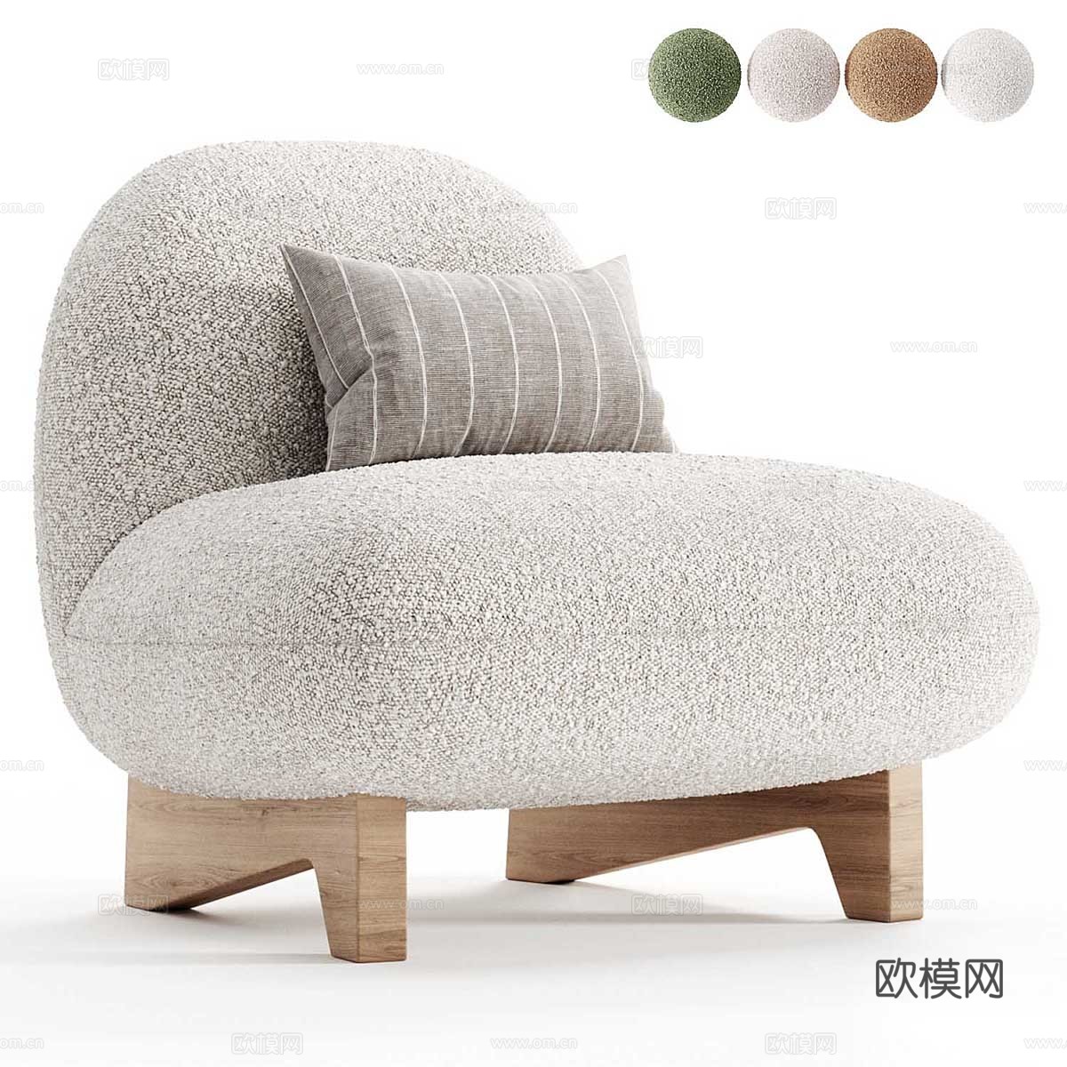 现代奶油风布艺沙发椅3d模型