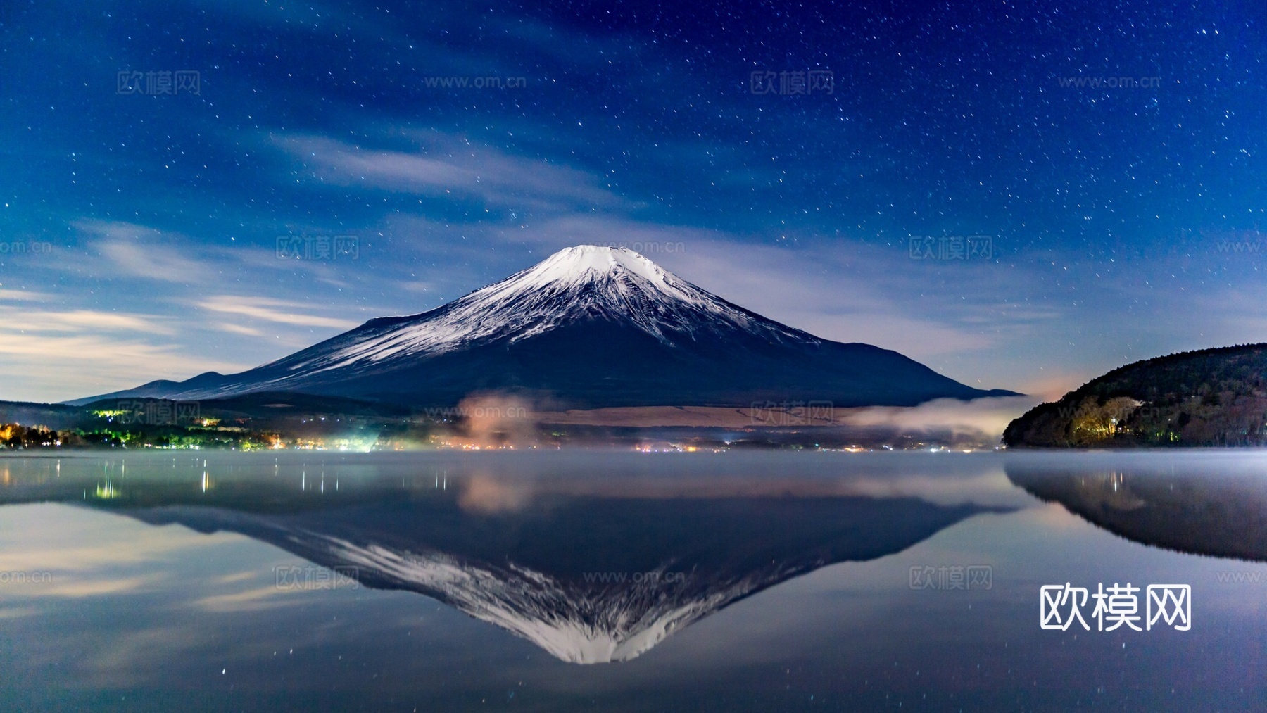 天空星星日本富士山风景