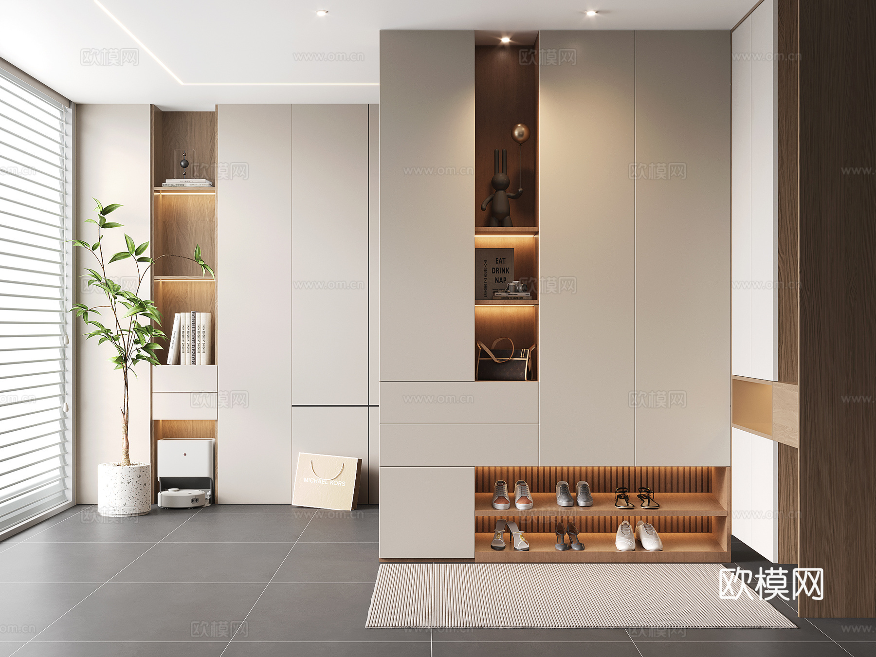 现代玄关鞋柜 隔断鞋柜 入户鞋柜 装饰柜su模型
