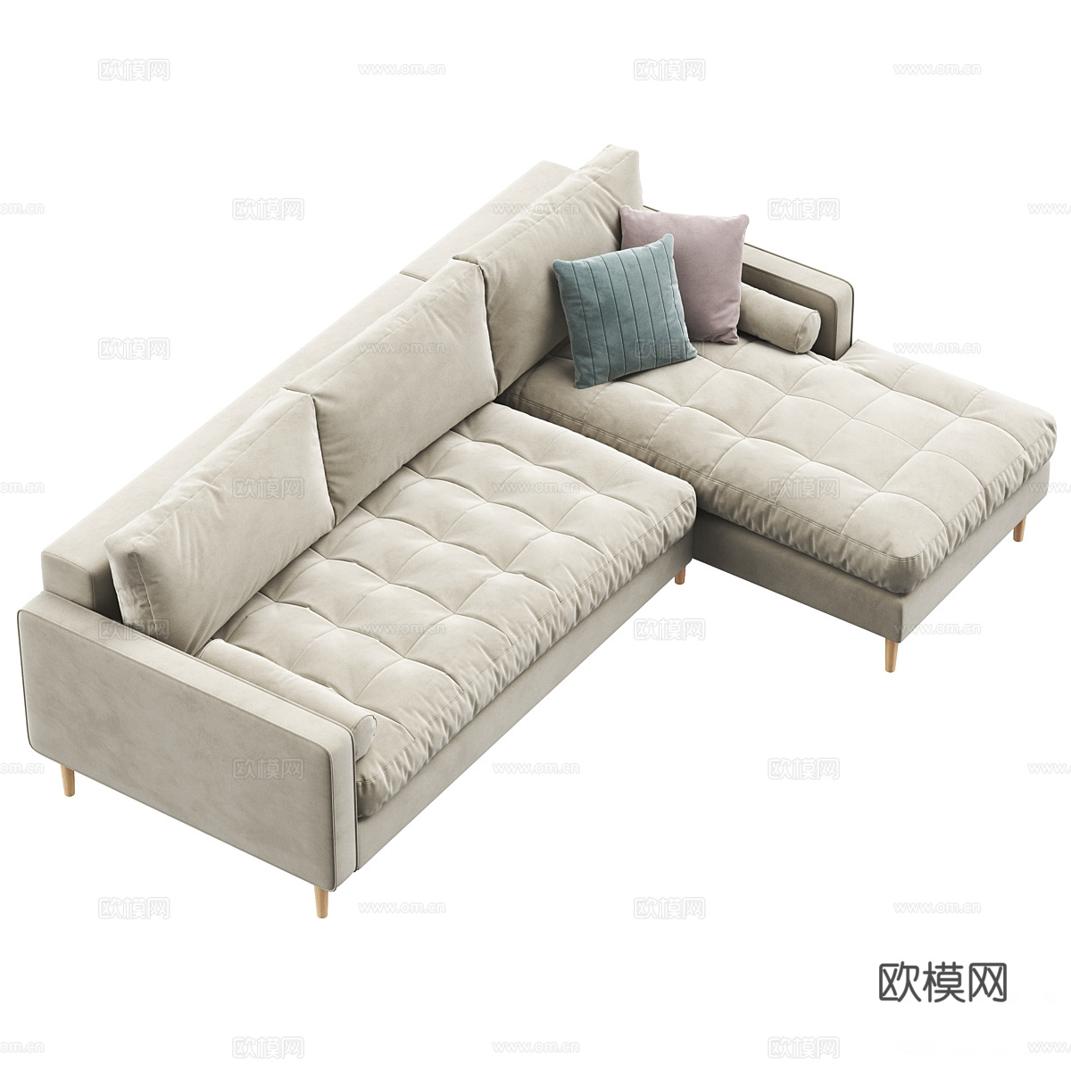 现代北欧布艺转角沙发3d模型