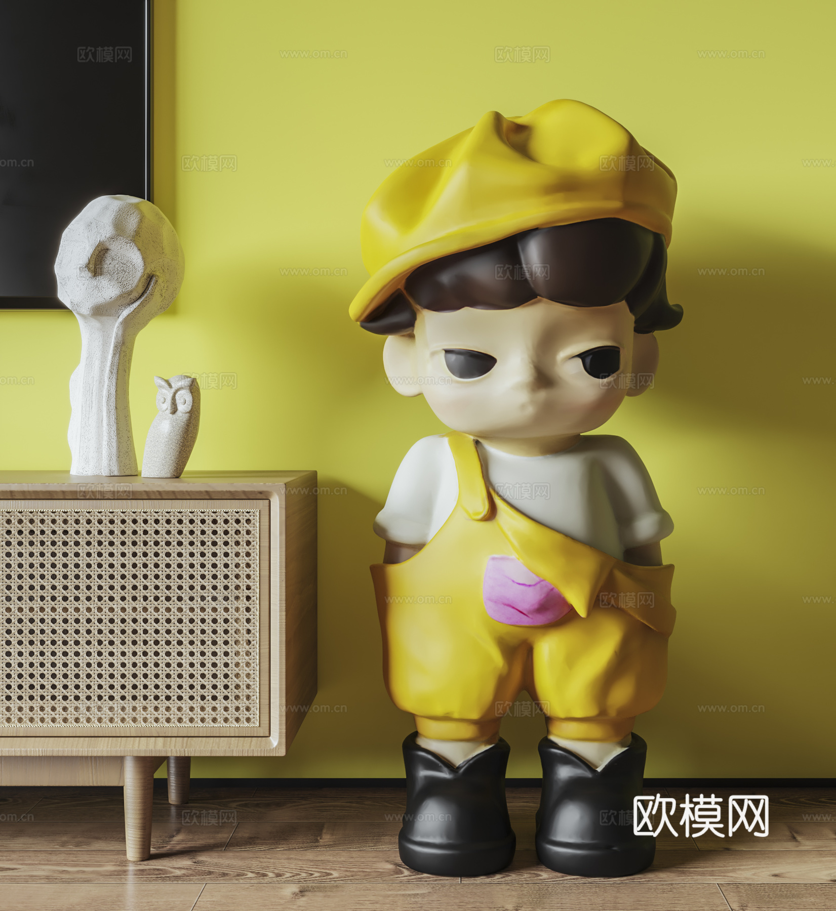 现代奶油落地摆件3d模型