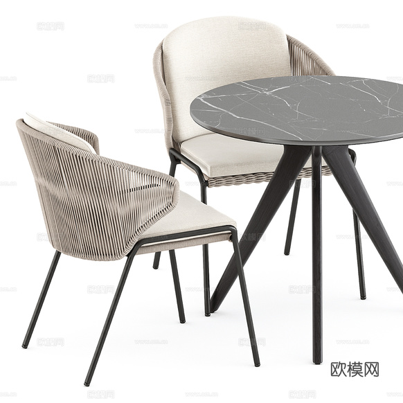 户外餐桌椅su模型下载(渲染图2)