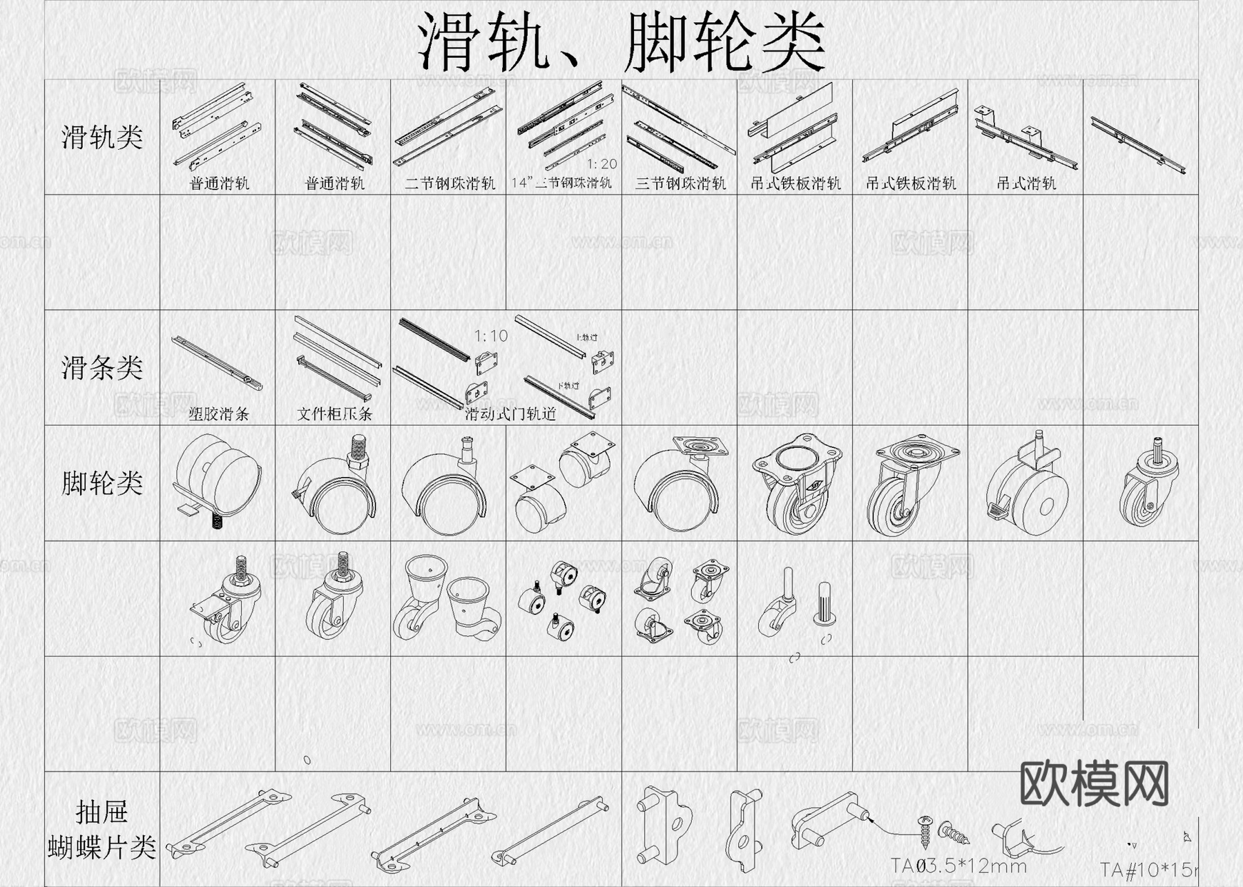 五金管件 家具五金 五金配件 全屋定制五金 螺丝合页铰链拉手cad施工图