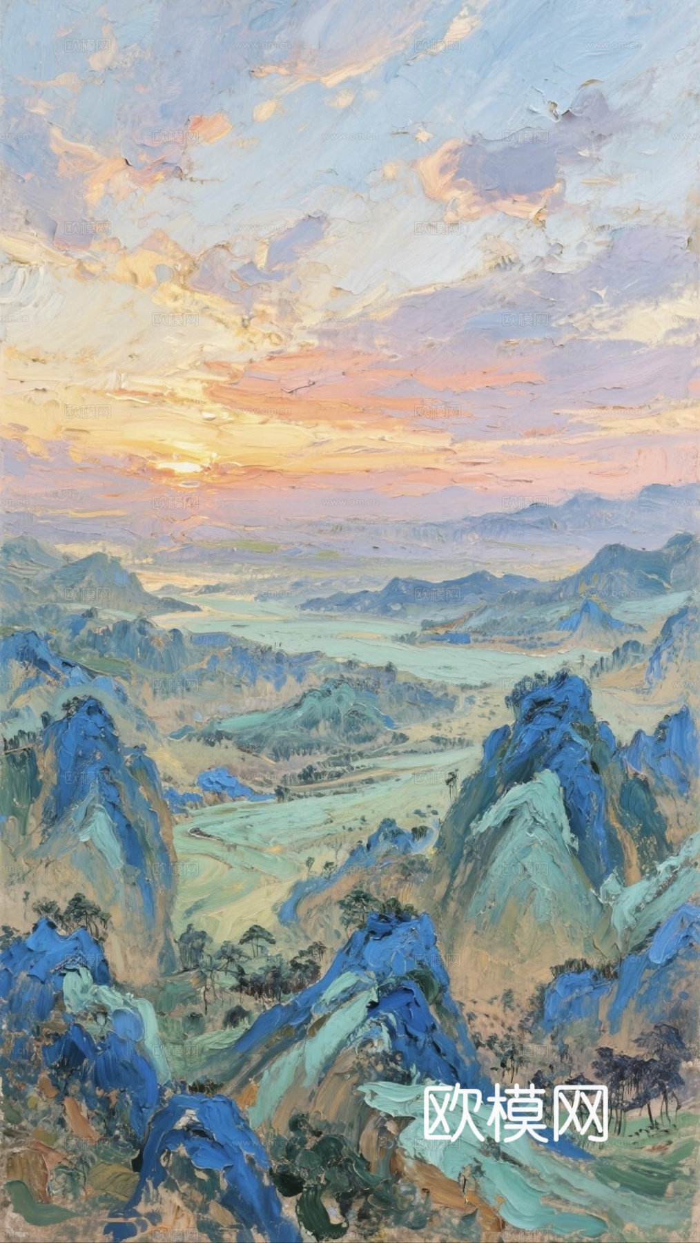 新中式山水油画
