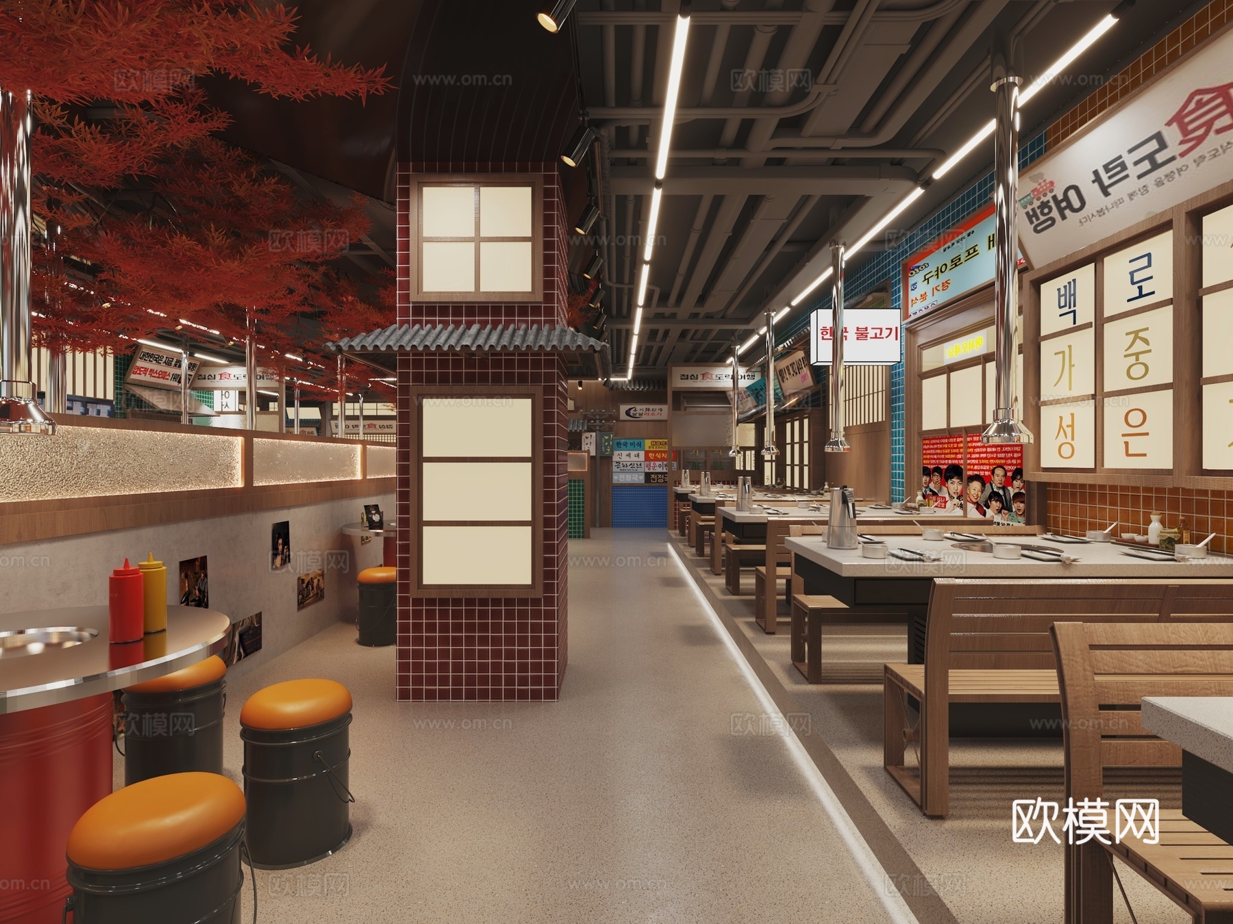 烤肉店 餐饮店3d模型