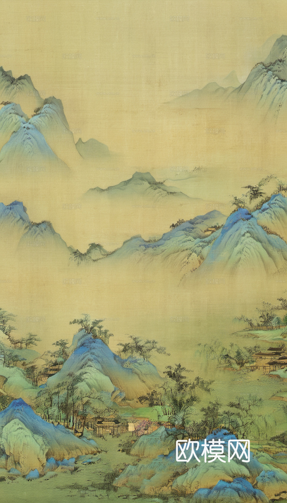 中国古话 装饰画 水墨画 山水挂画 国画 长卷