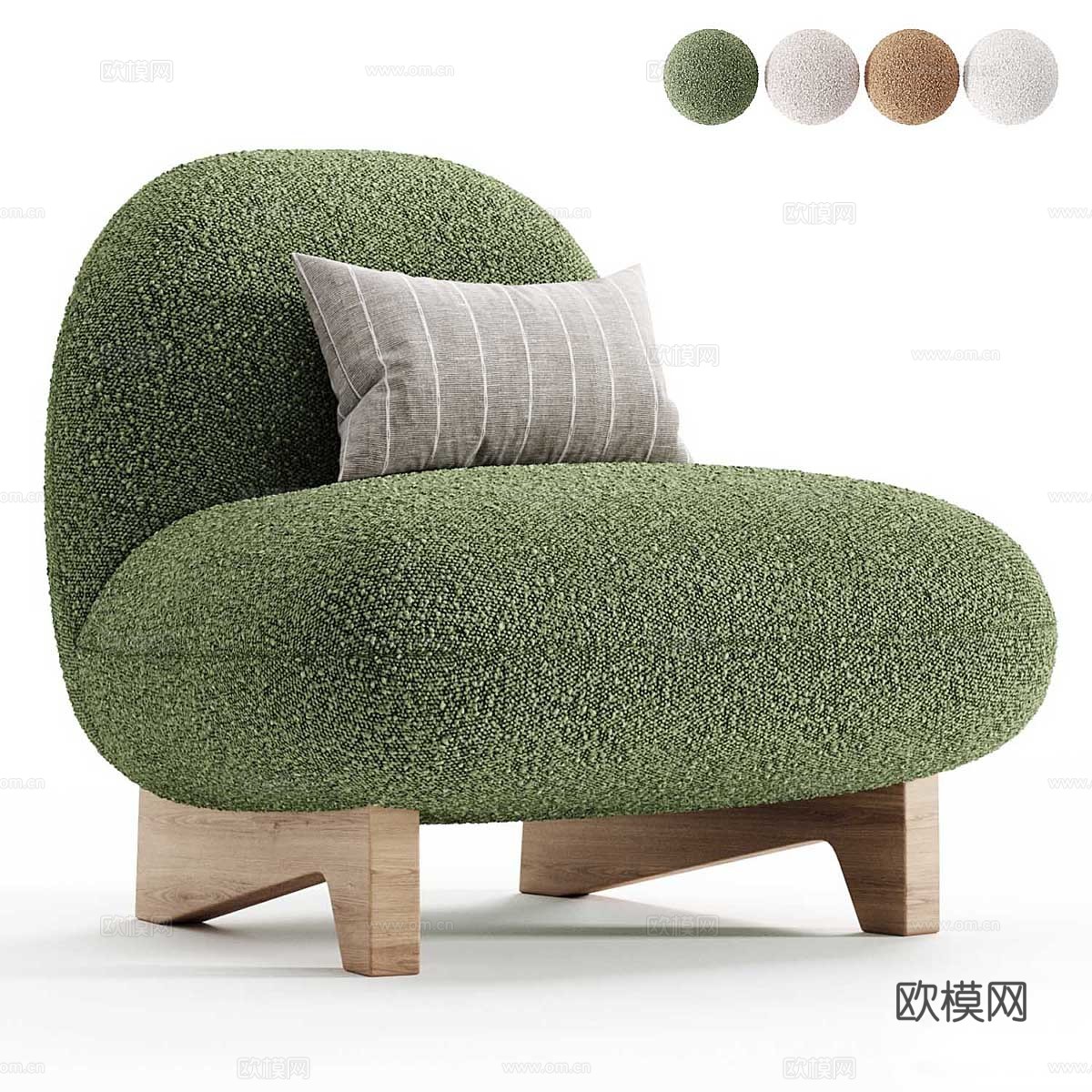 现代奶油风布艺沙发椅3d模型