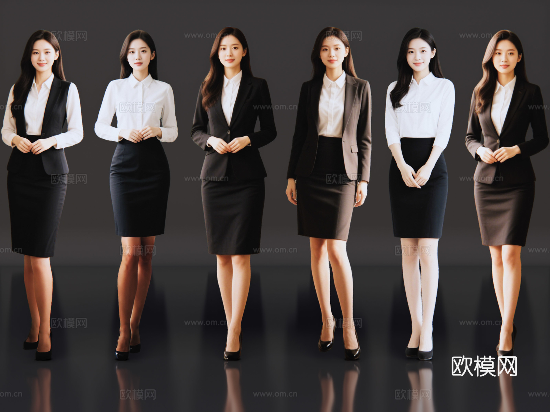 2D现代人物 职业装美女 美女老师 美女模特 正装模特su模型
