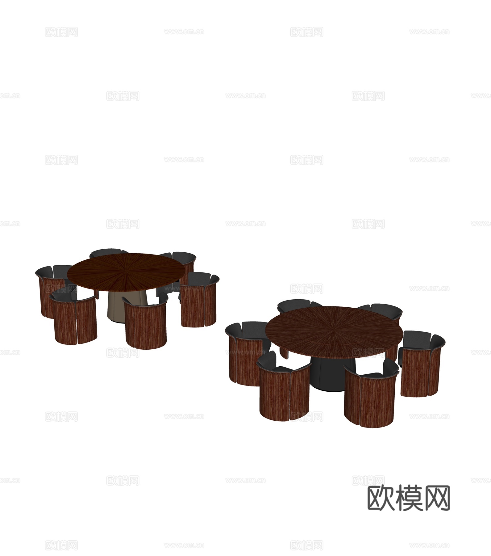 现代圆形餐桌椅组合su模型
